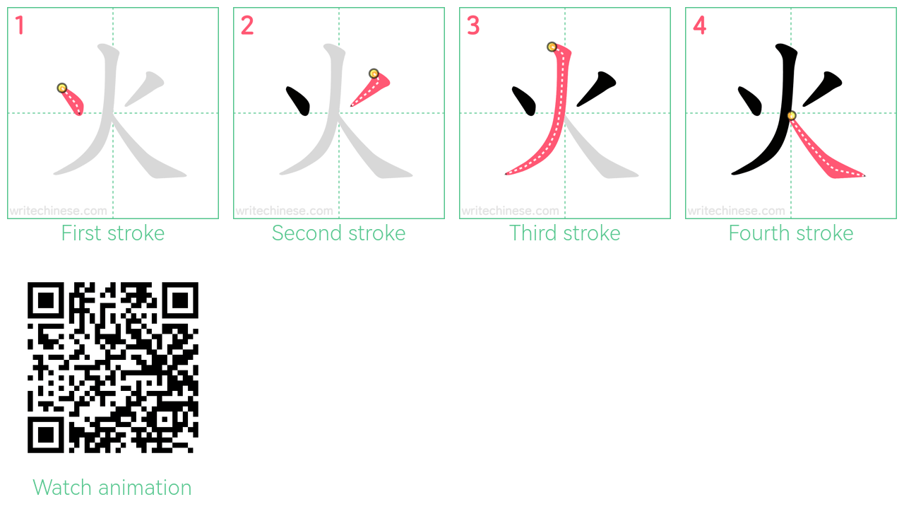 火 step-by-step stroke order diagrams
