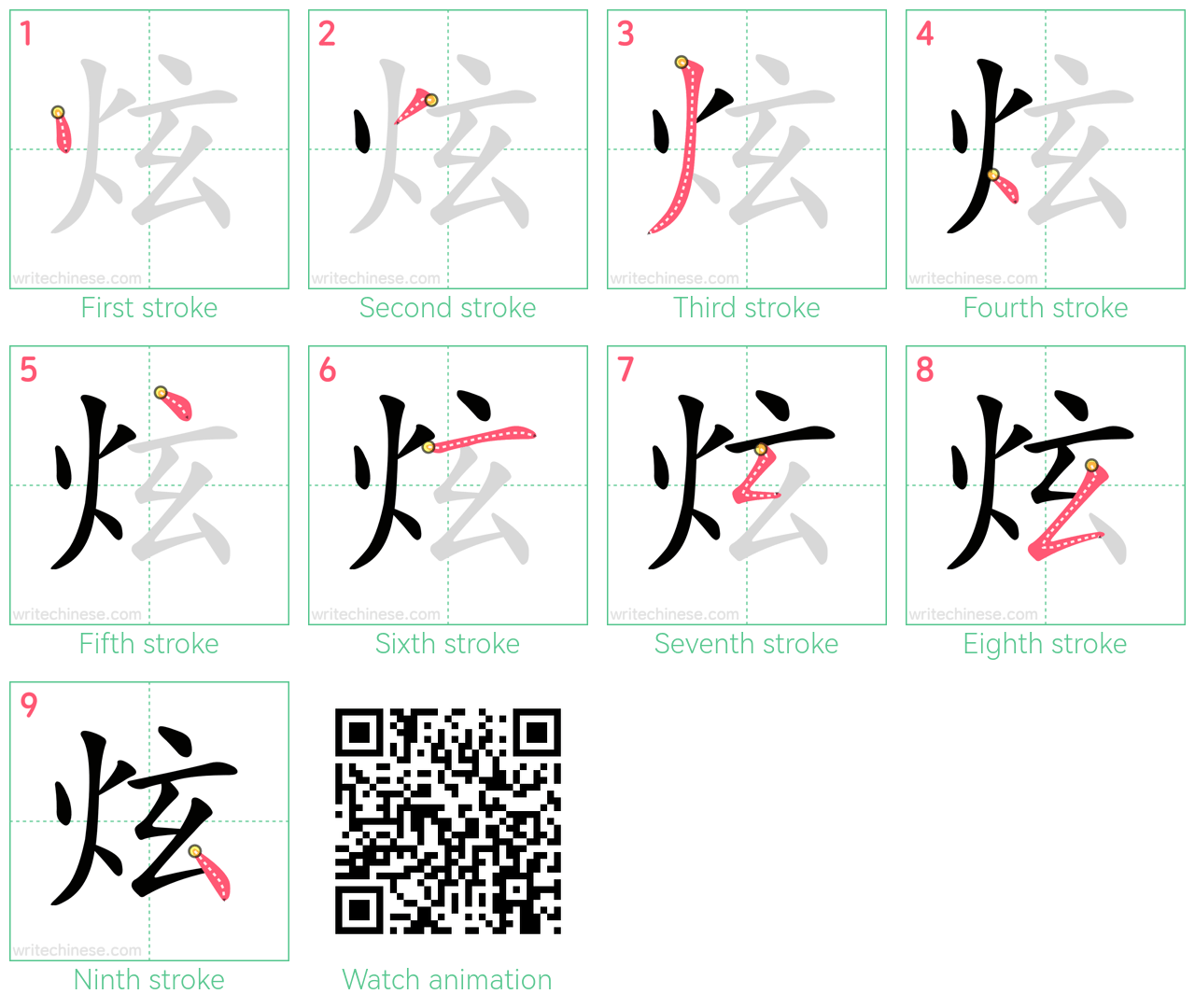 炫 step-by-step stroke order diagrams