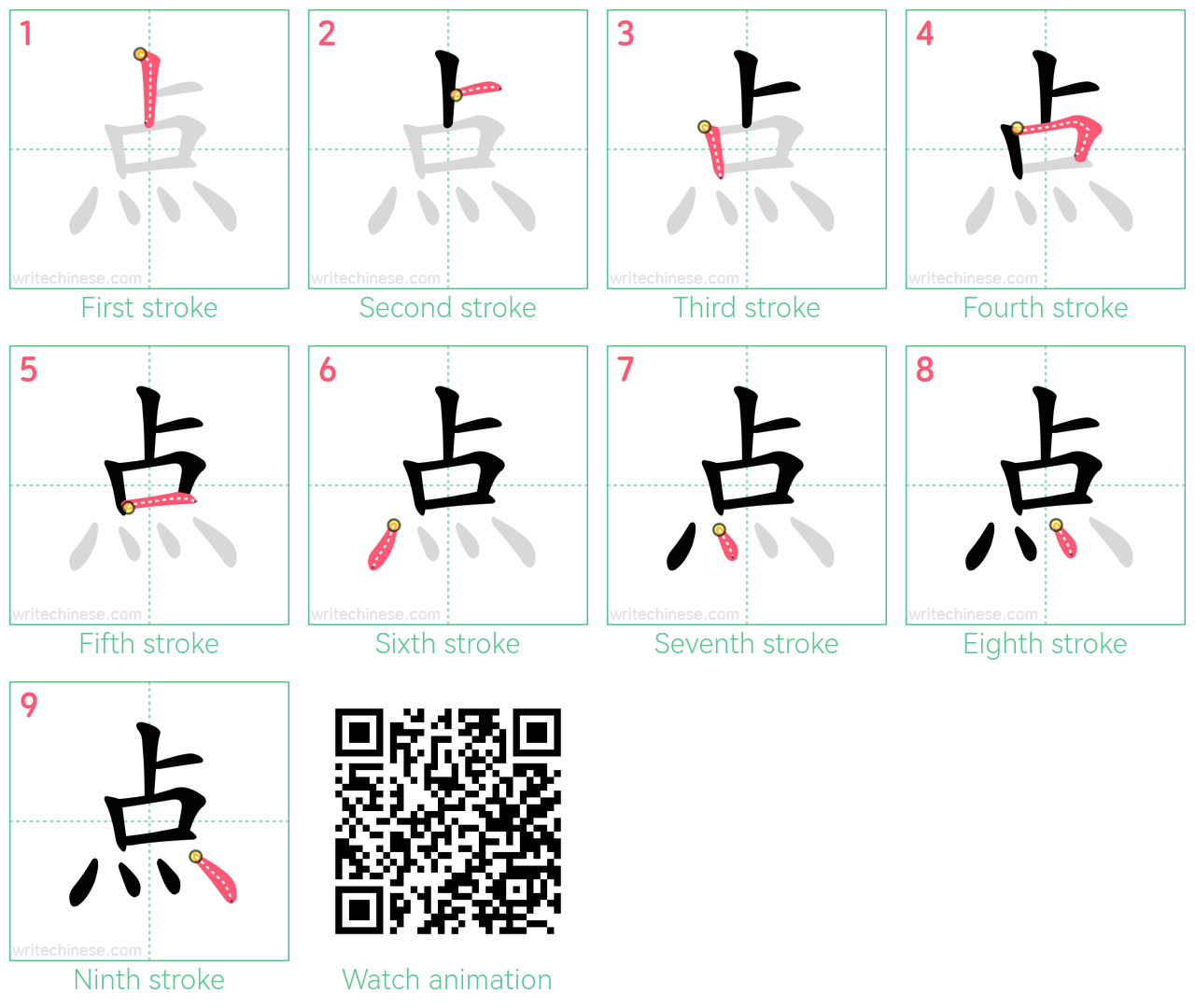 点 step-by-step stroke order diagrams