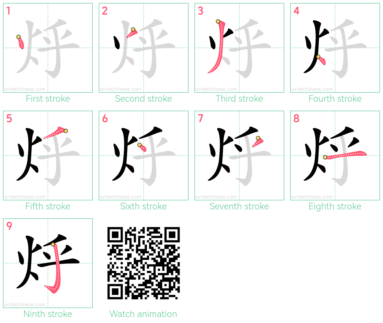 烀 step-by-step stroke order diagrams