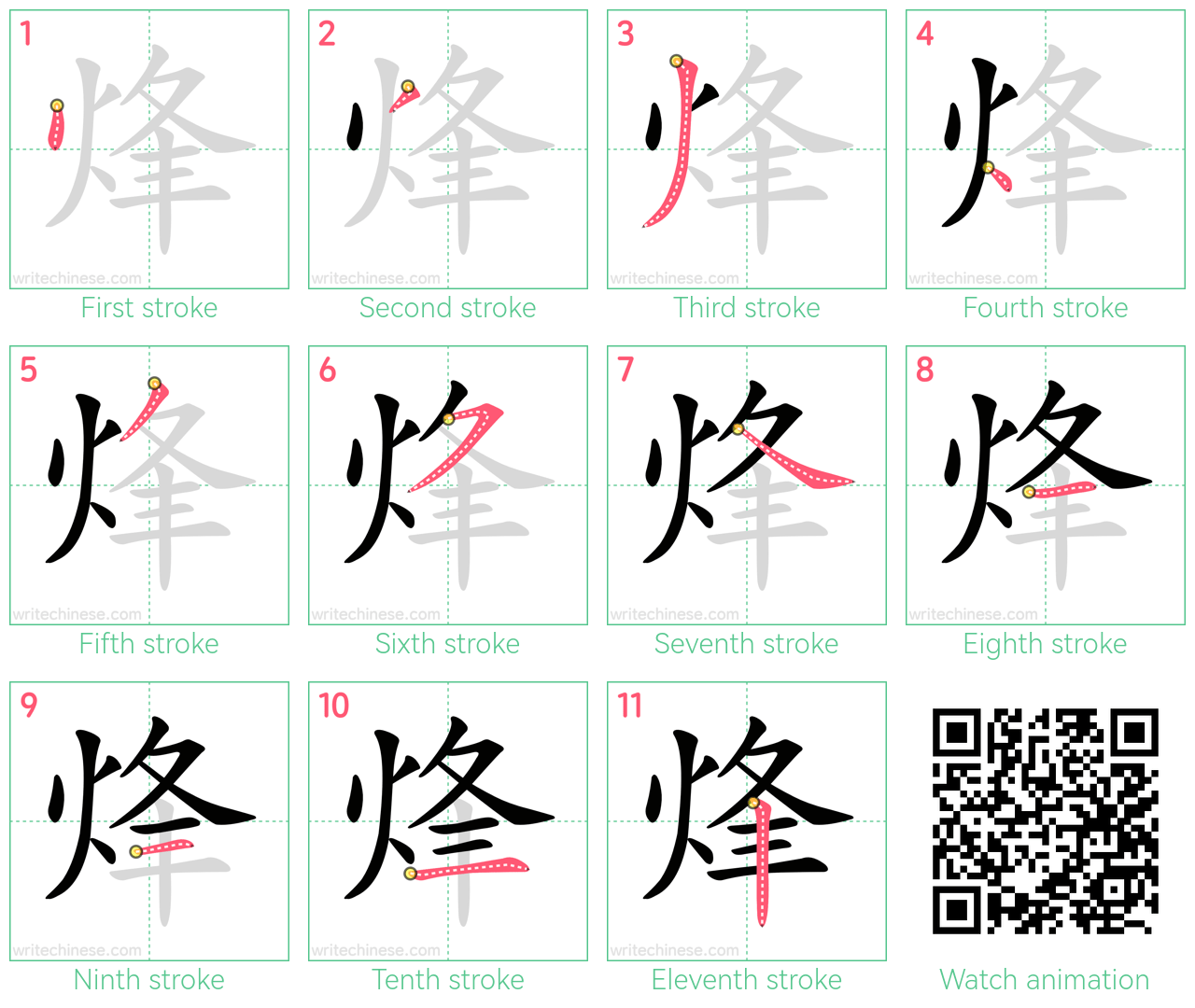 烽 step-by-step stroke order diagrams