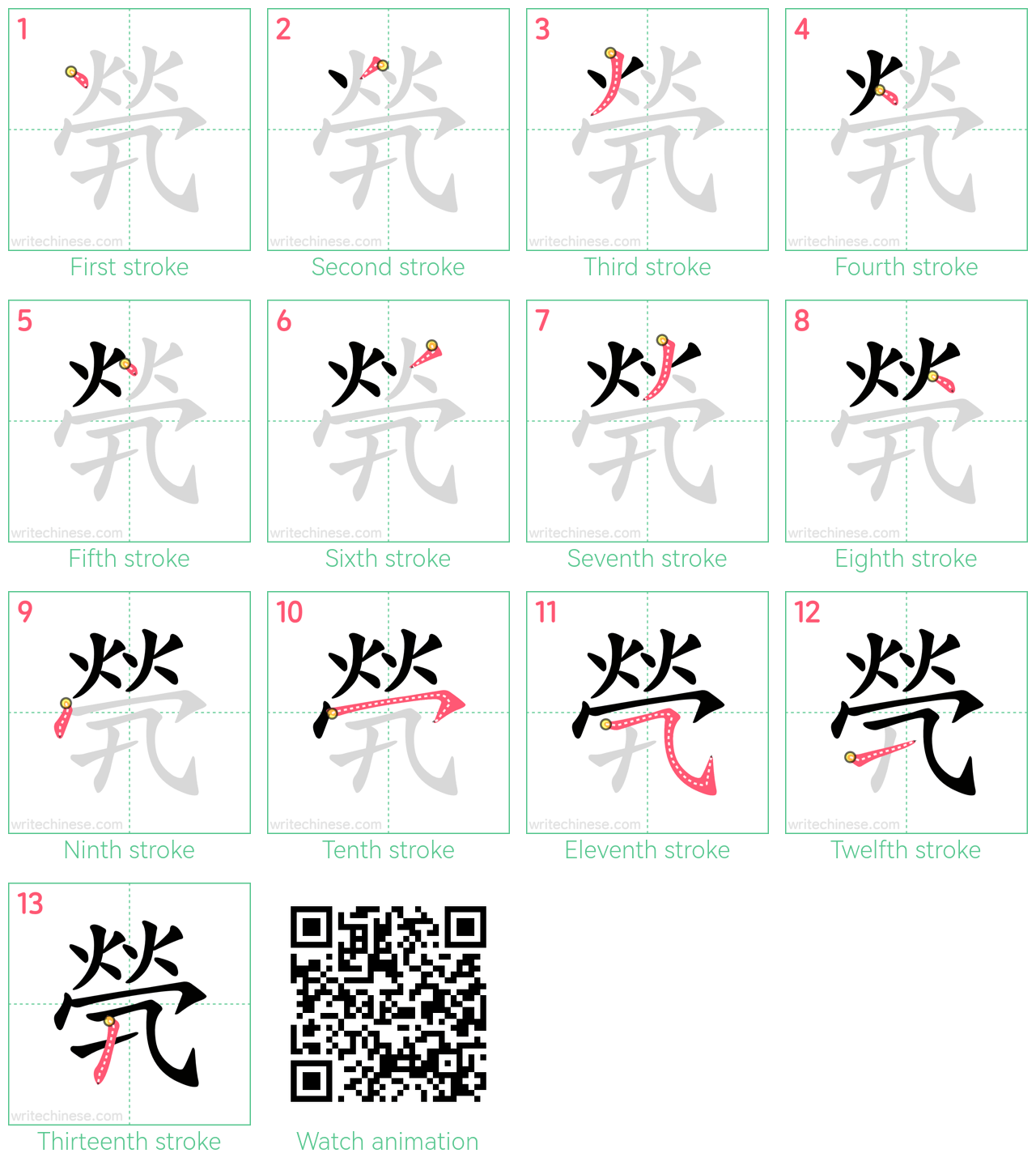 煢 step-by-step stroke order diagrams