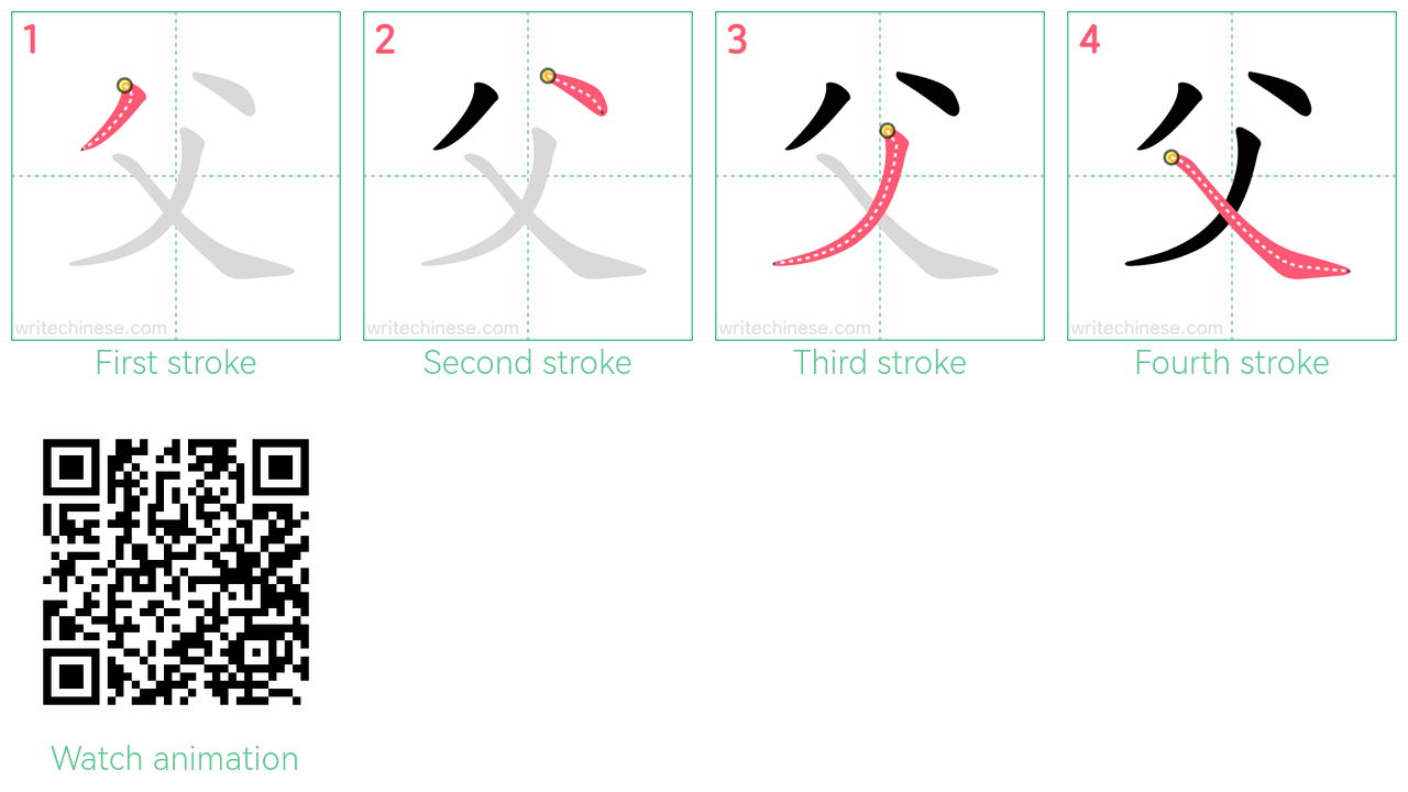 父 step-by-step stroke order diagrams
