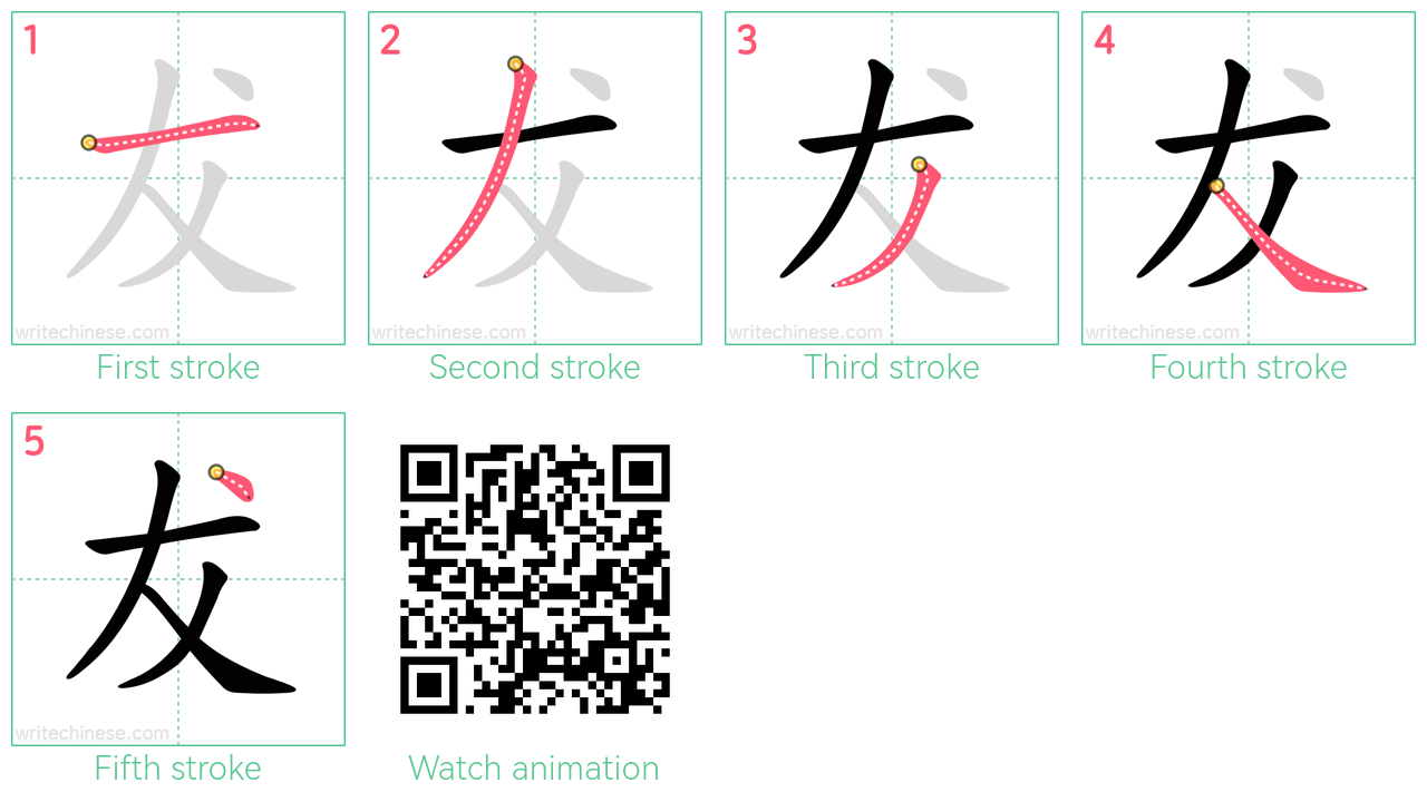 犮 step-by-step stroke order diagrams