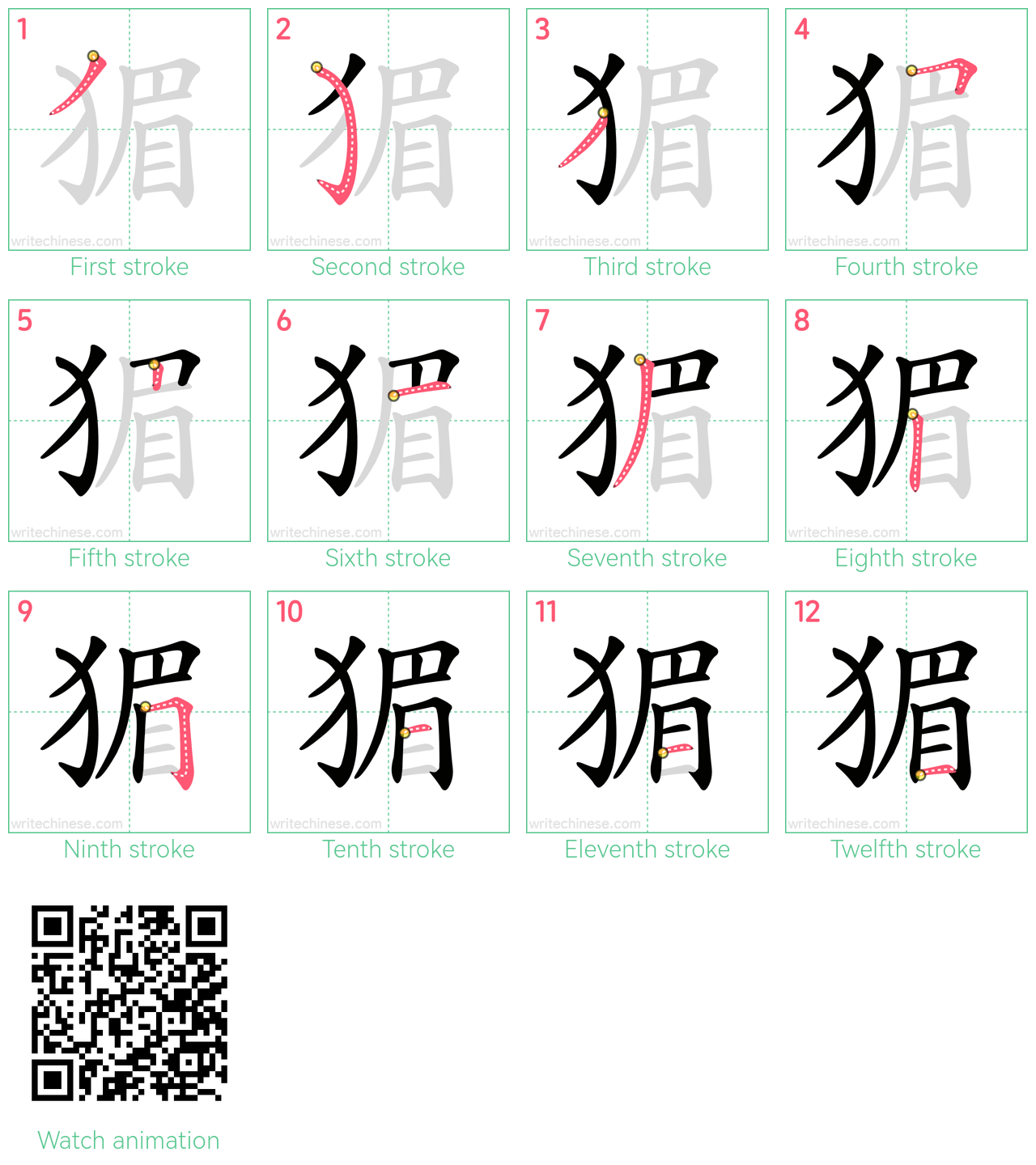 猸 step-by-step stroke order diagrams