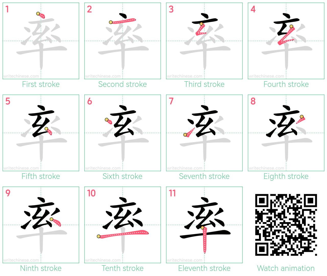 率 step-by-step stroke order diagrams