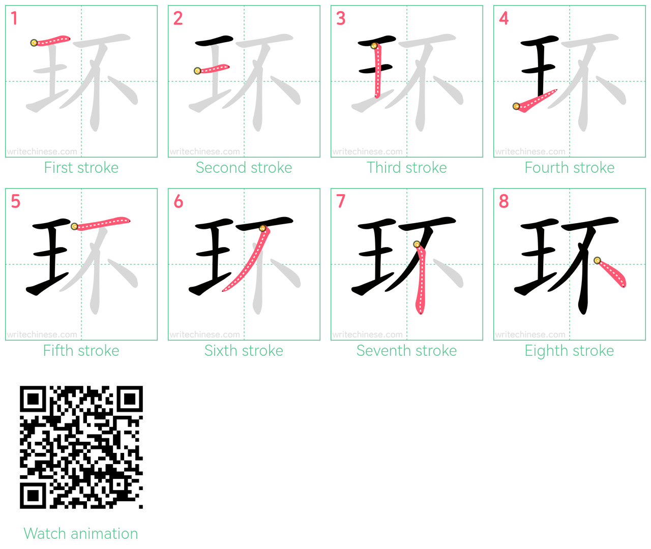 环 step-by-step stroke order diagrams