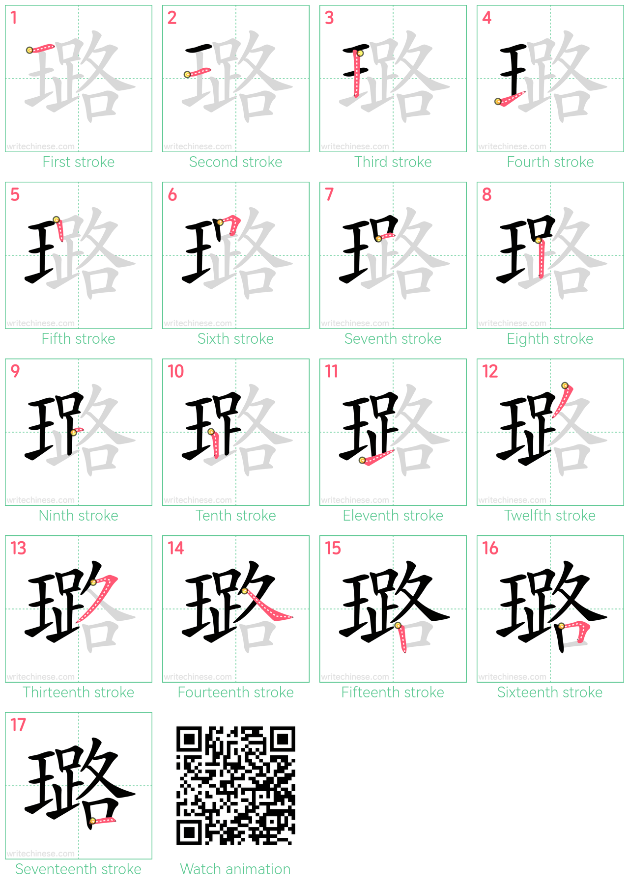 璐 step-by-step stroke order diagrams