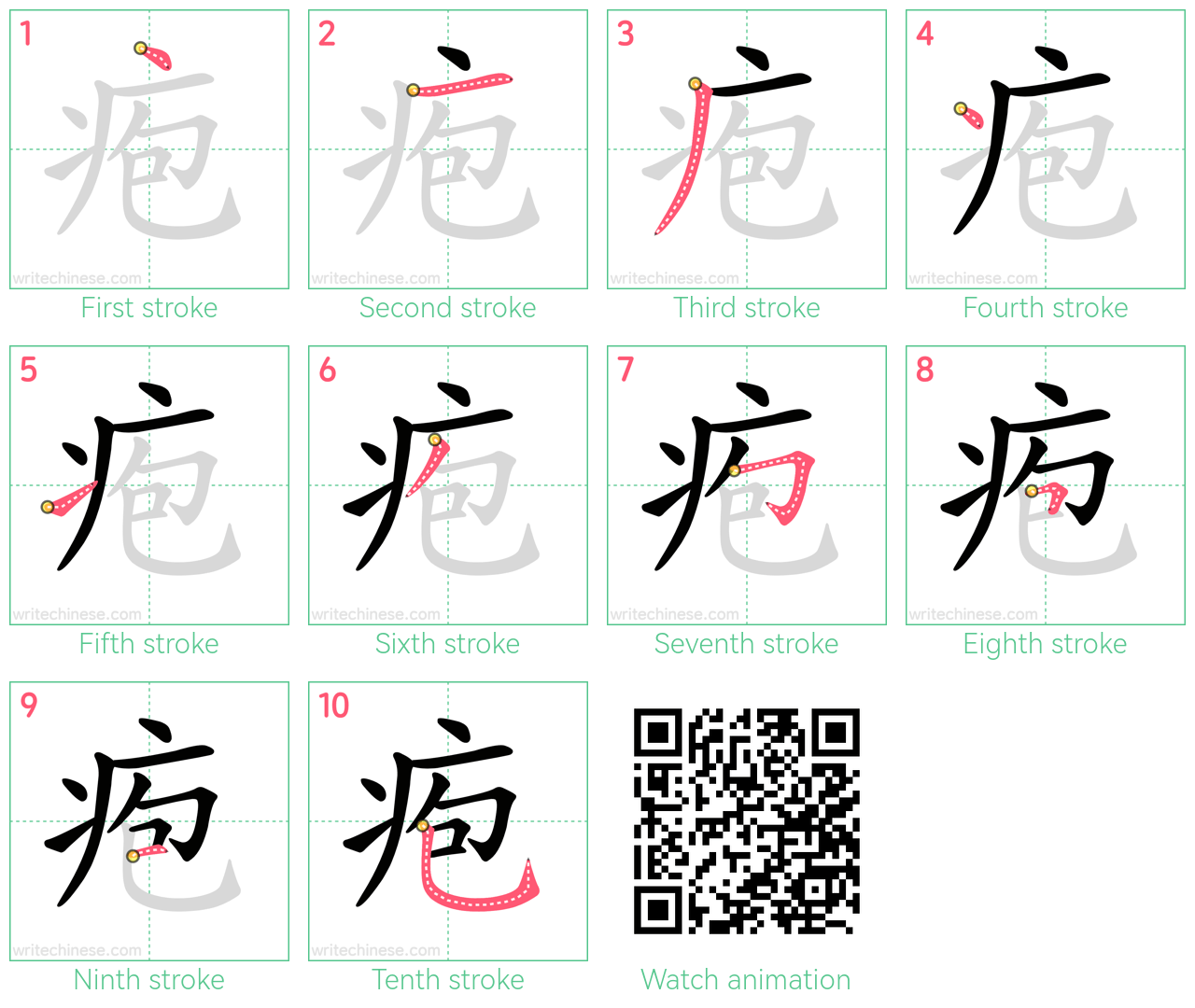 疱 step-by-step stroke order diagrams