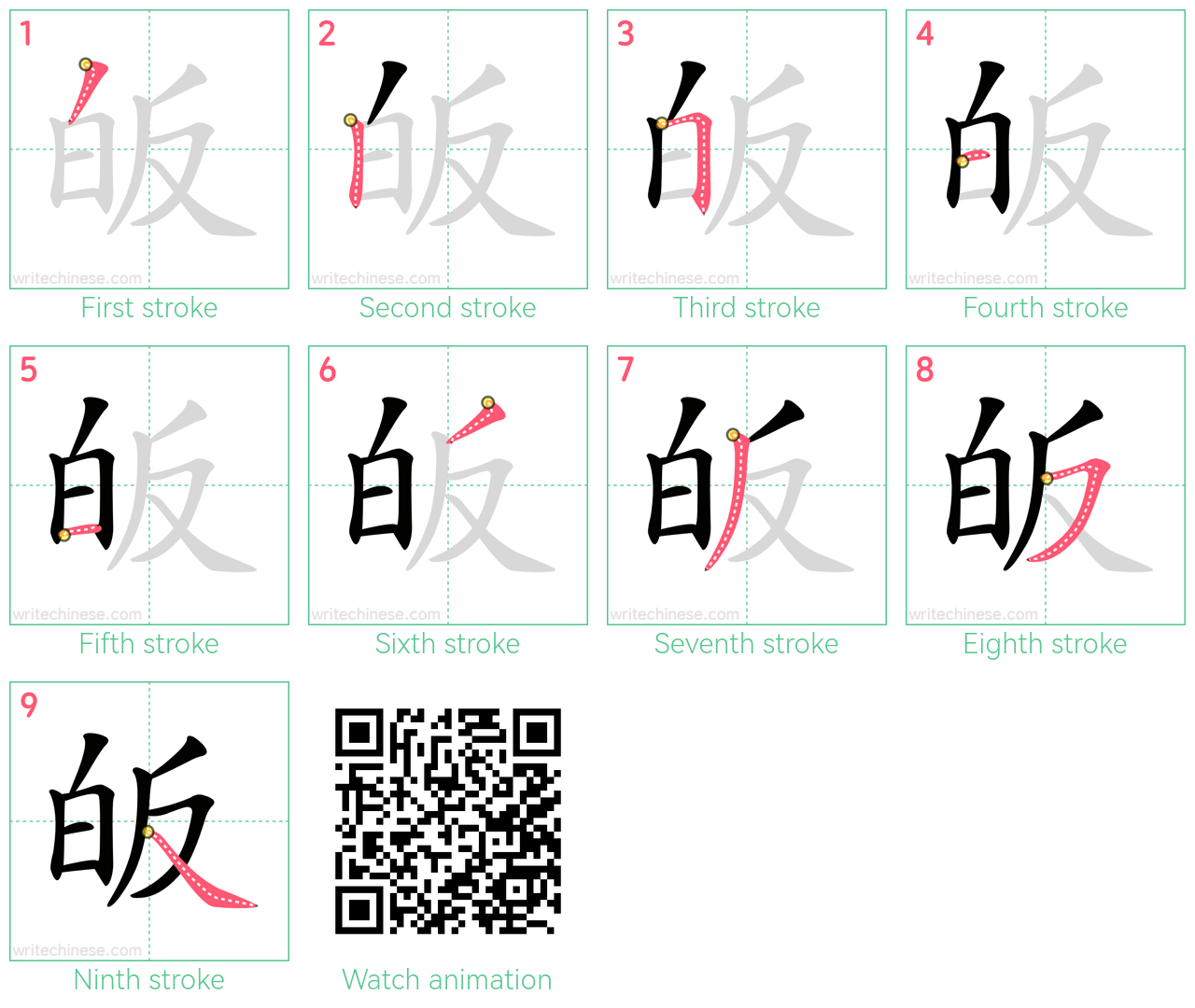 皈 step-by-step stroke order diagrams