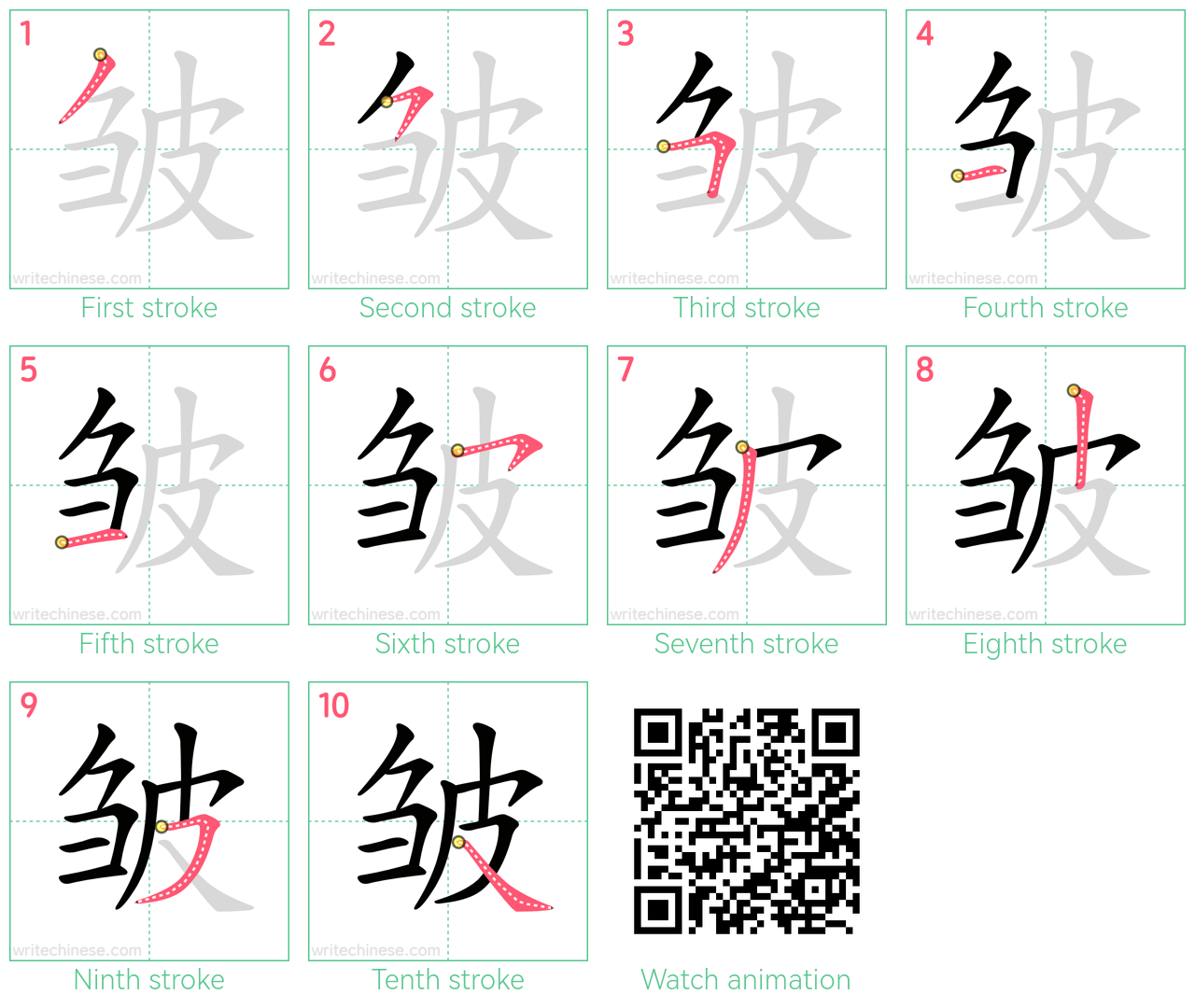 皱 step-by-step stroke order diagrams