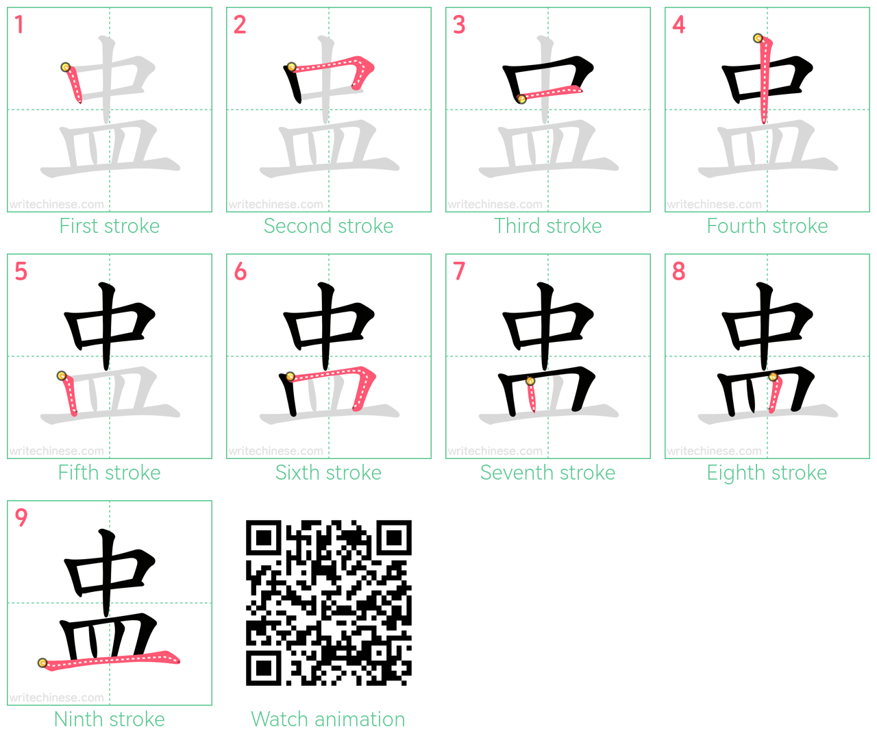 盅 step-by-step stroke order diagrams