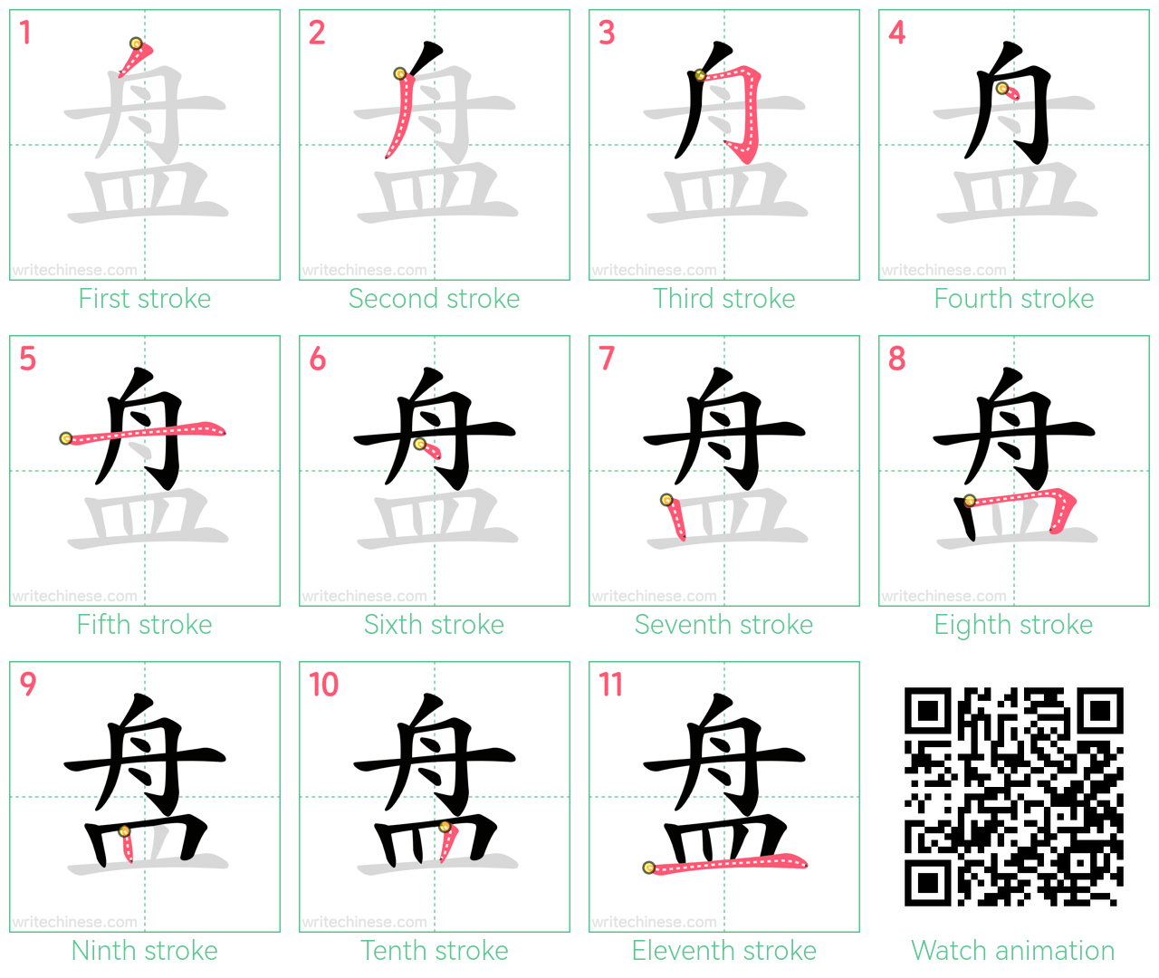 盘 step-by-step stroke order diagrams