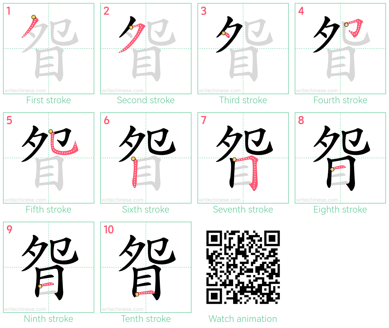 眢 step-by-step stroke order diagrams