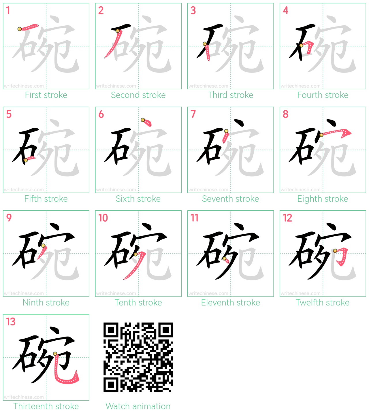 碗 step-by-step stroke order diagrams