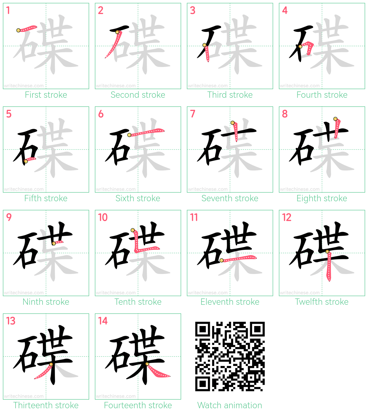 碟 step-by-step stroke order diagrams