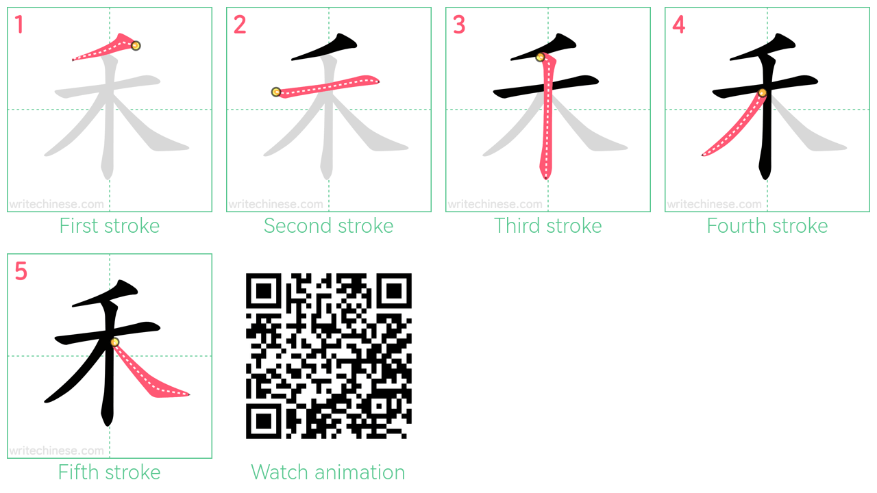 禾 step-by-step stroke order diagrams