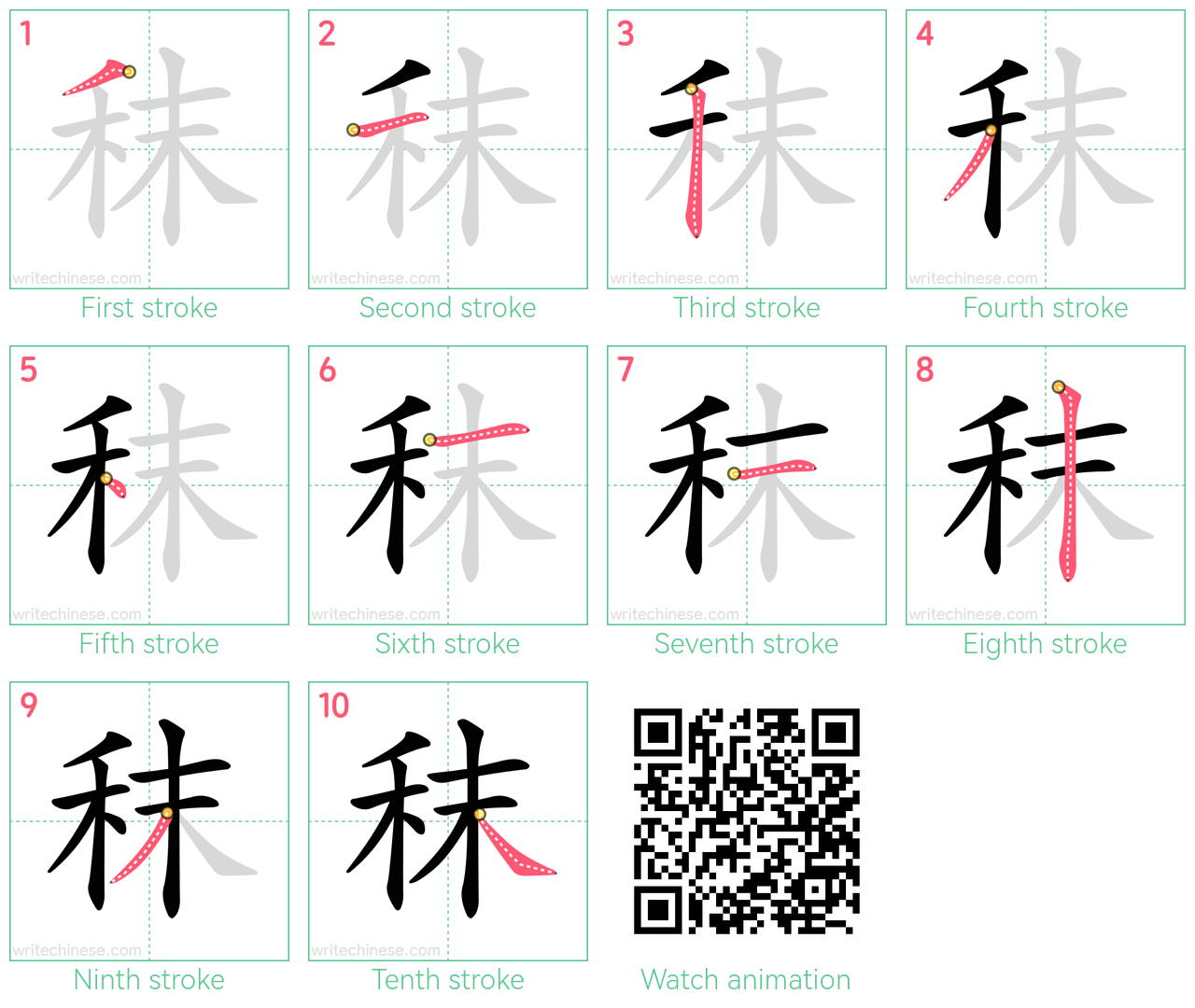 秣 step-by-step stroke order diagrams