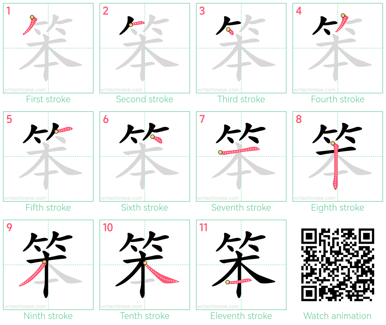 笨 step-by-step stroke order diagrams