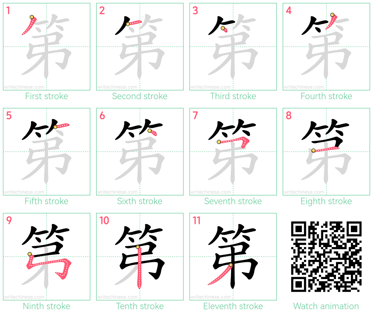 第 step-by-step stroke order diagrams