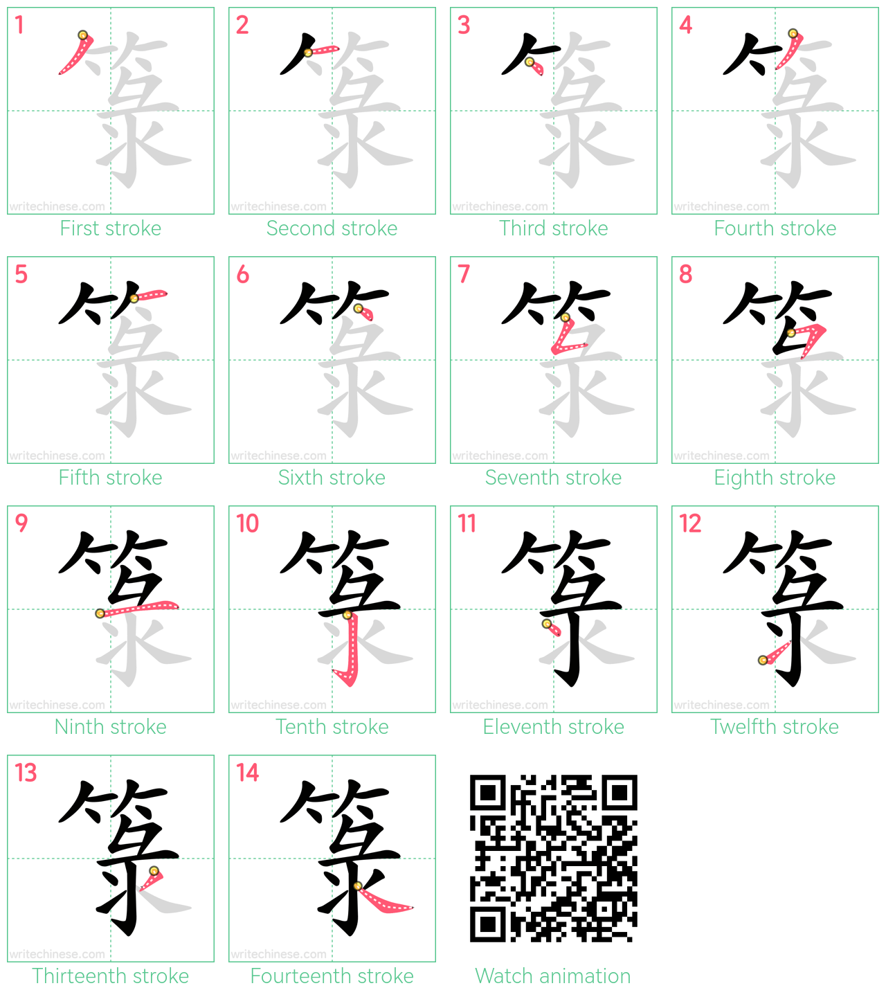 箓 step-by-step stroke order diagrams