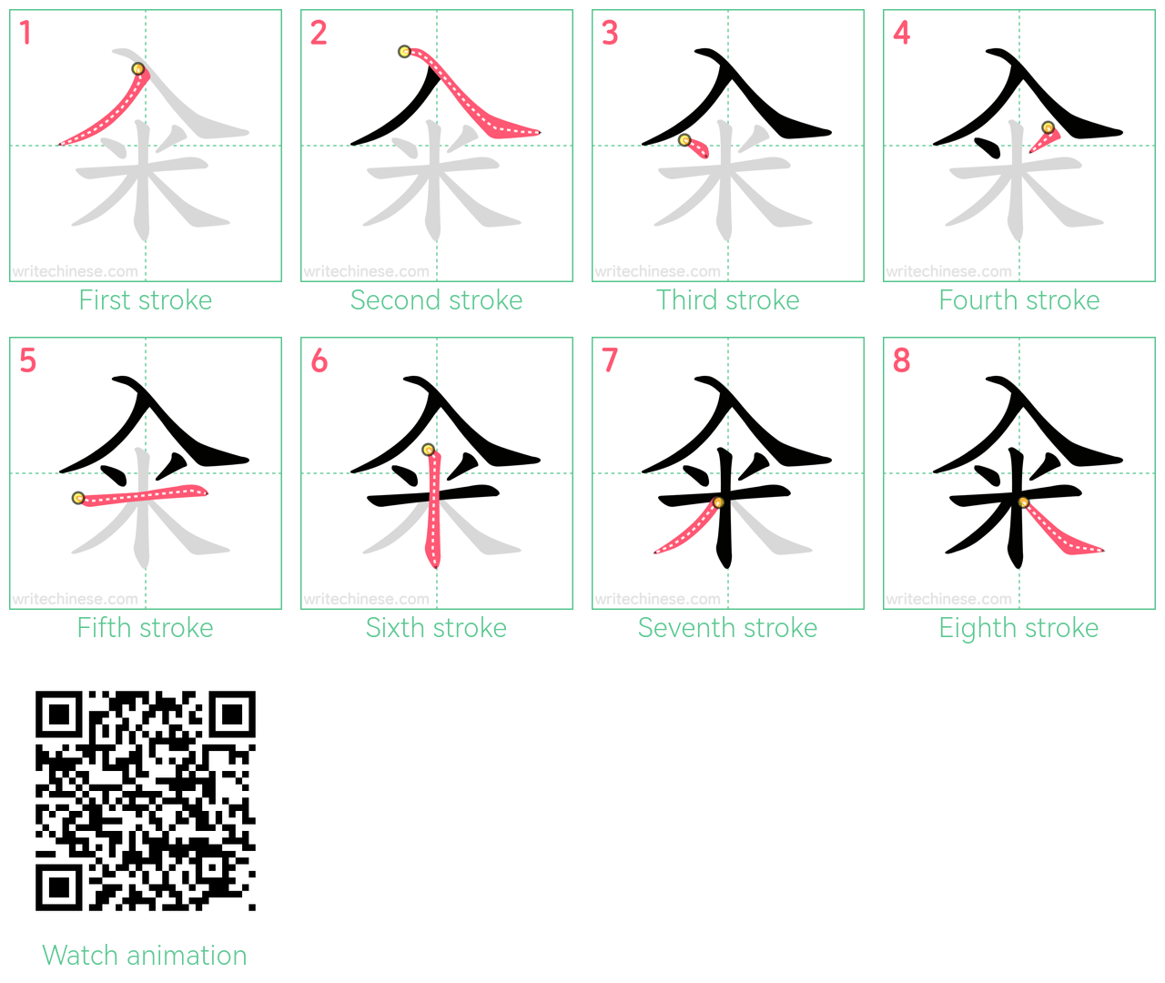 籴 step-by-step stroke order diagrams