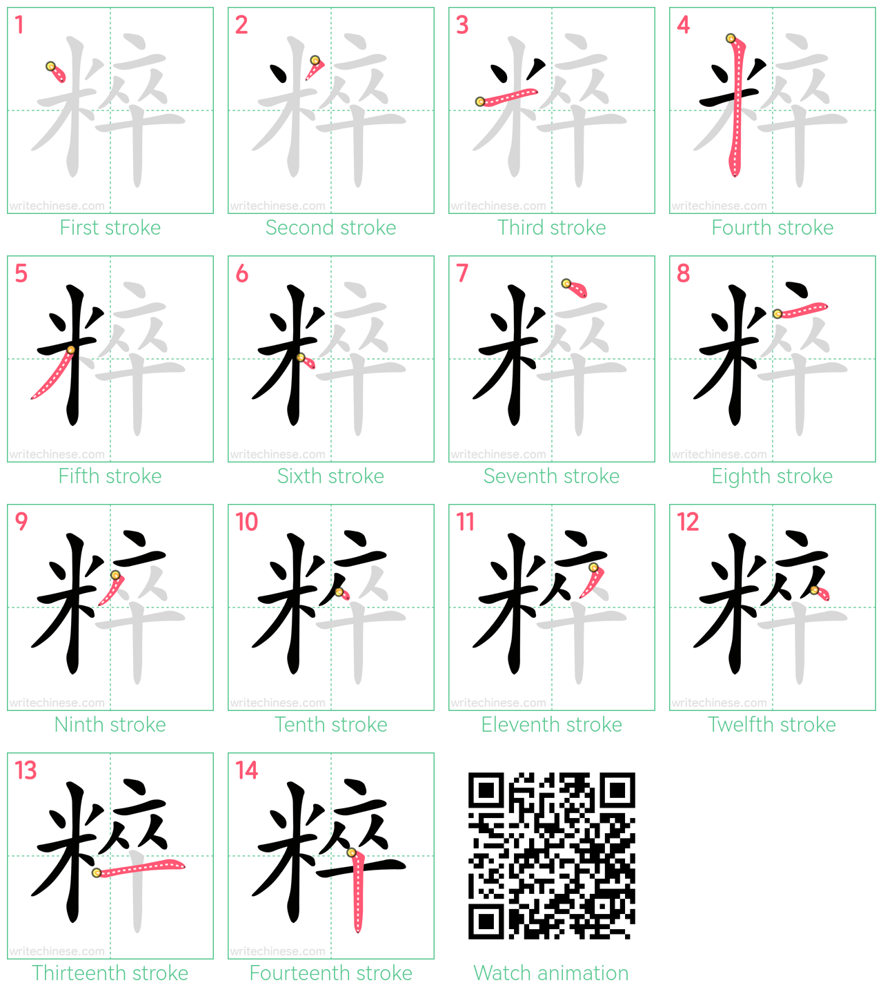 粹 step-by-step stroke order diagrams
