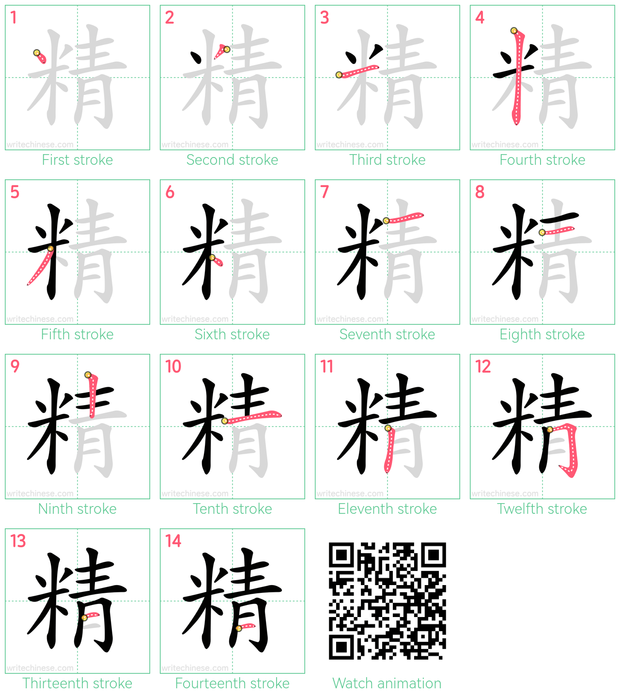 精 step-by-step stroke order diagrams