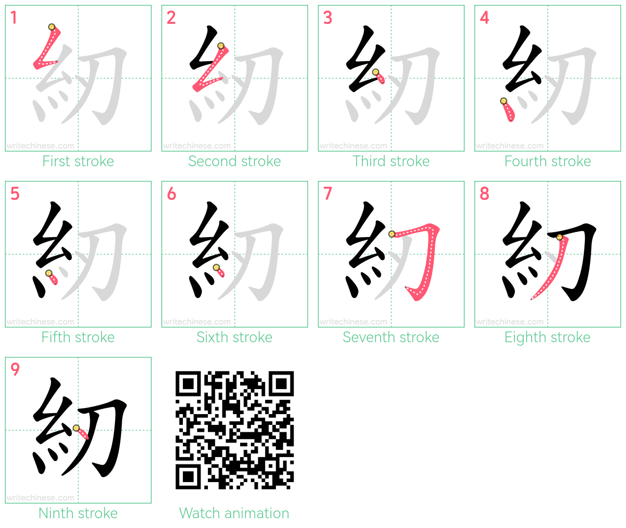 紉 step-by-step stroke order diagrams