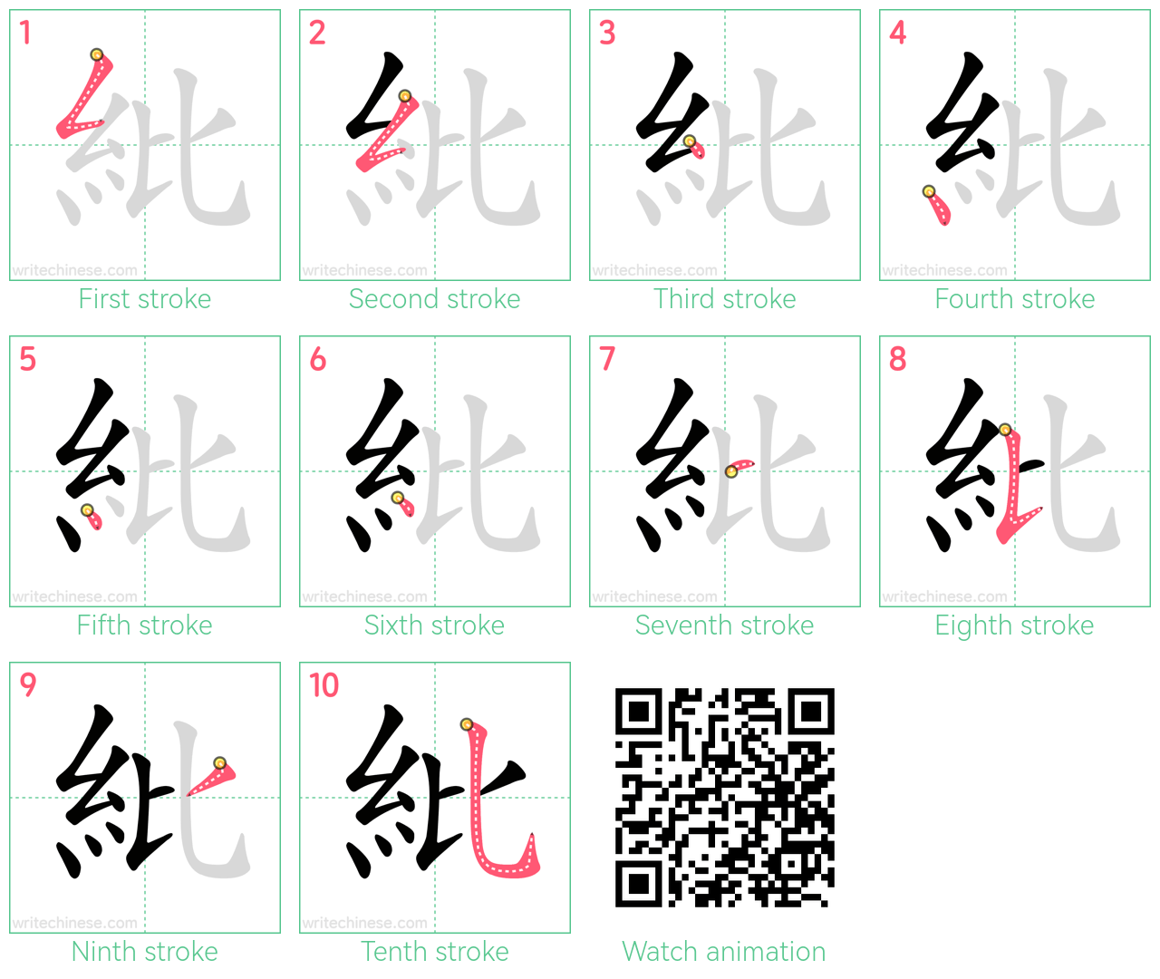 紕 step-by-step stroke order diagrams