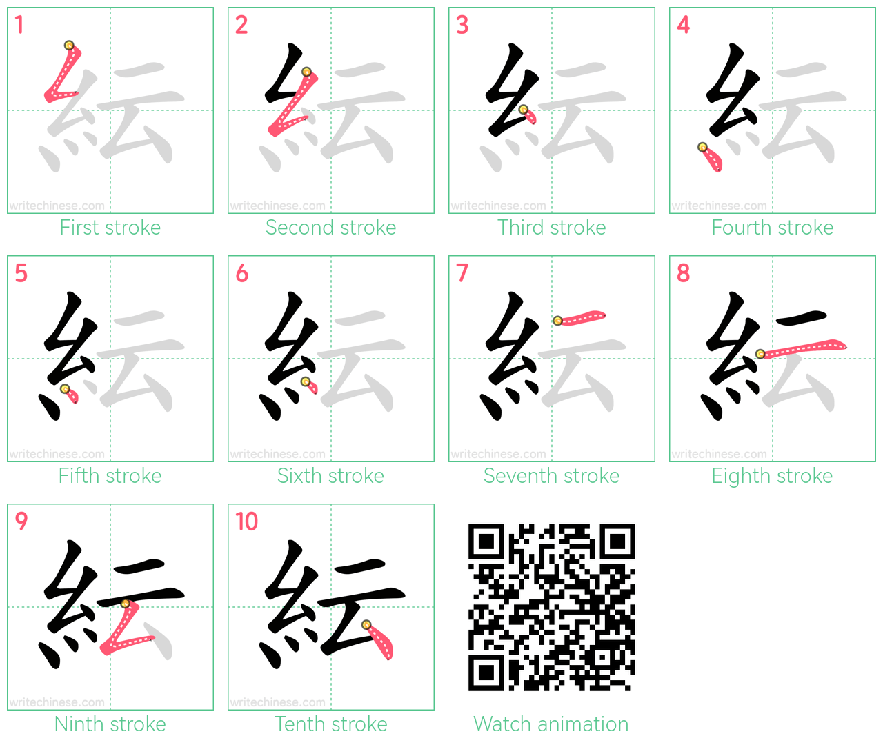 紜 step-by-step stroke order diagrams