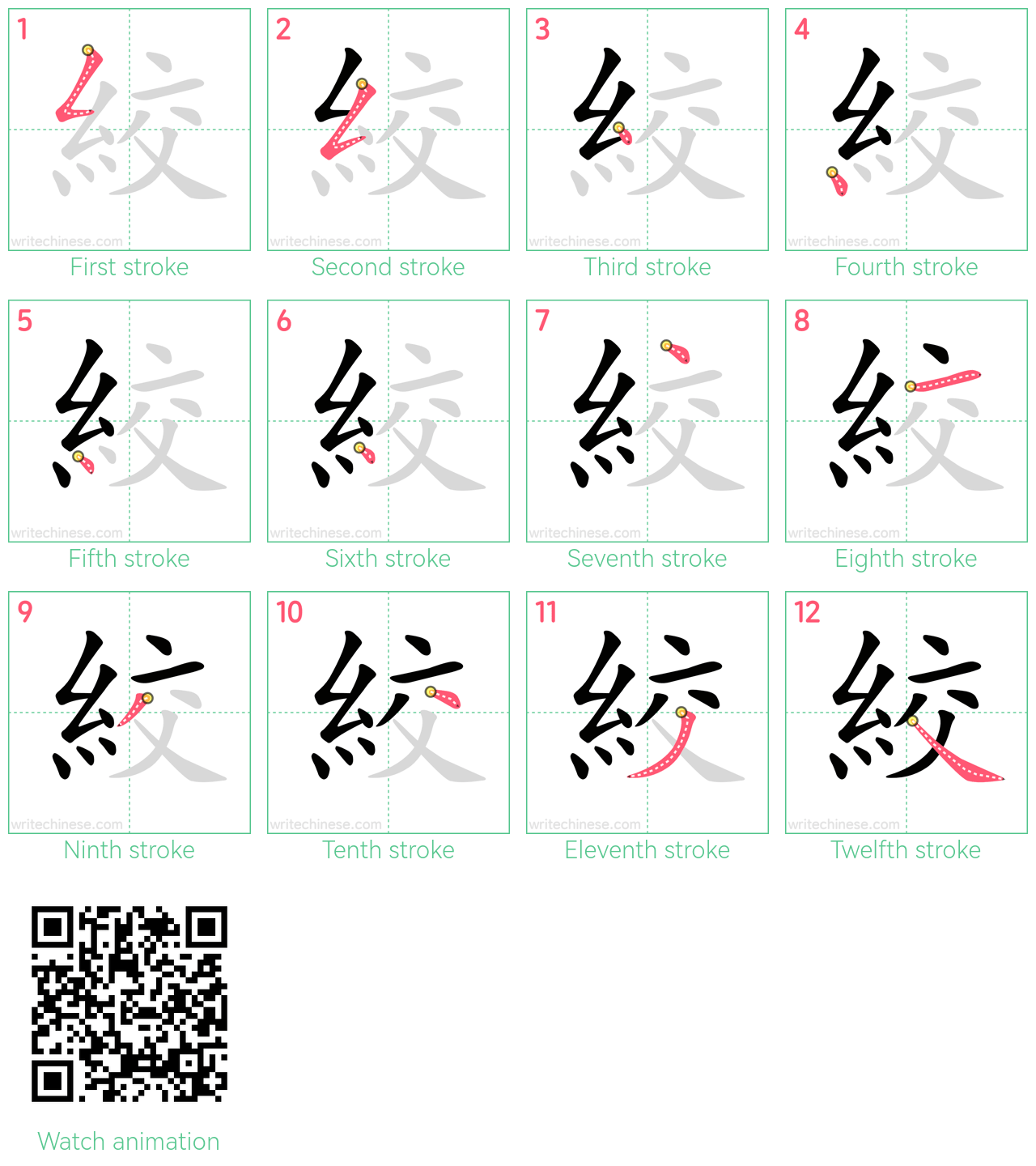 絞 step-by-step stroke order diagrams