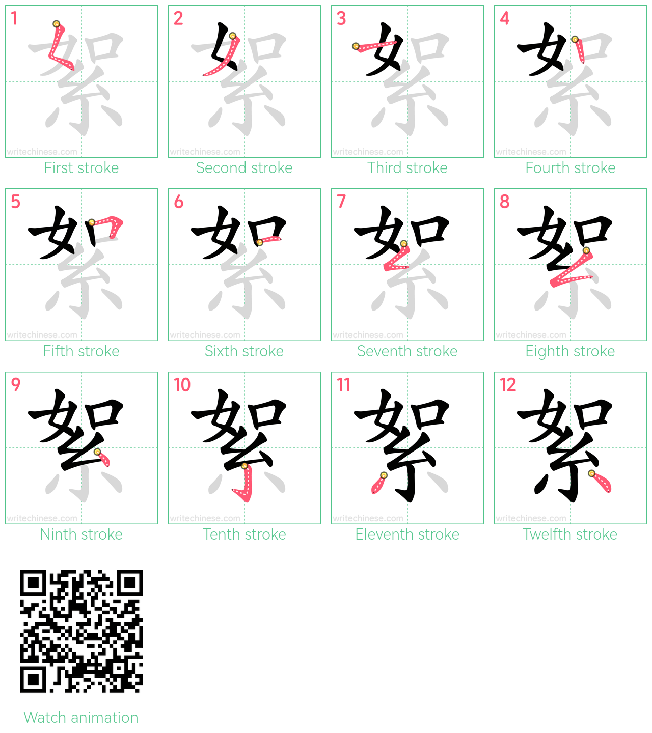 絮 step-by-step stroke order diagrams