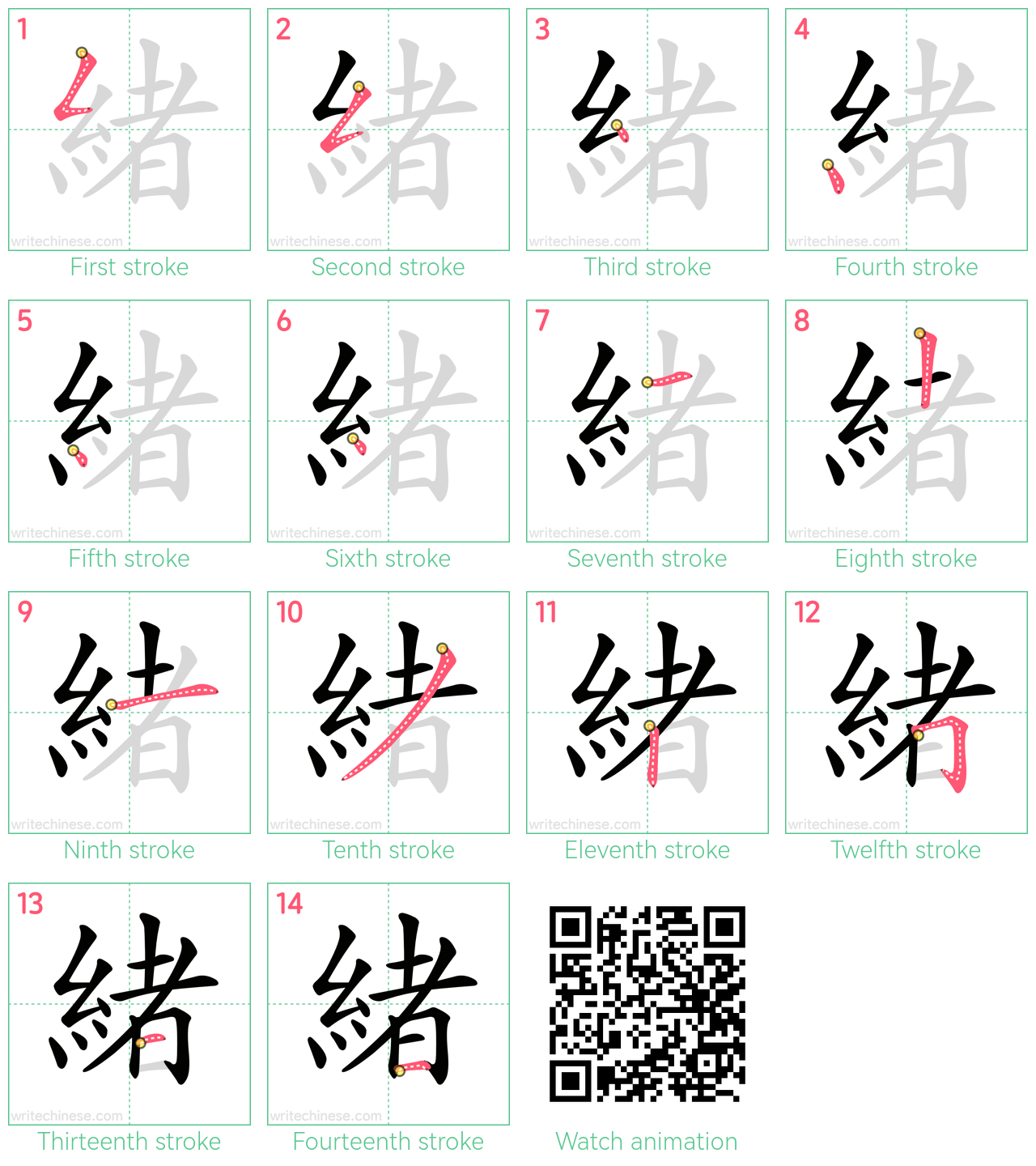 緒 step-by-step stroke order diagrams