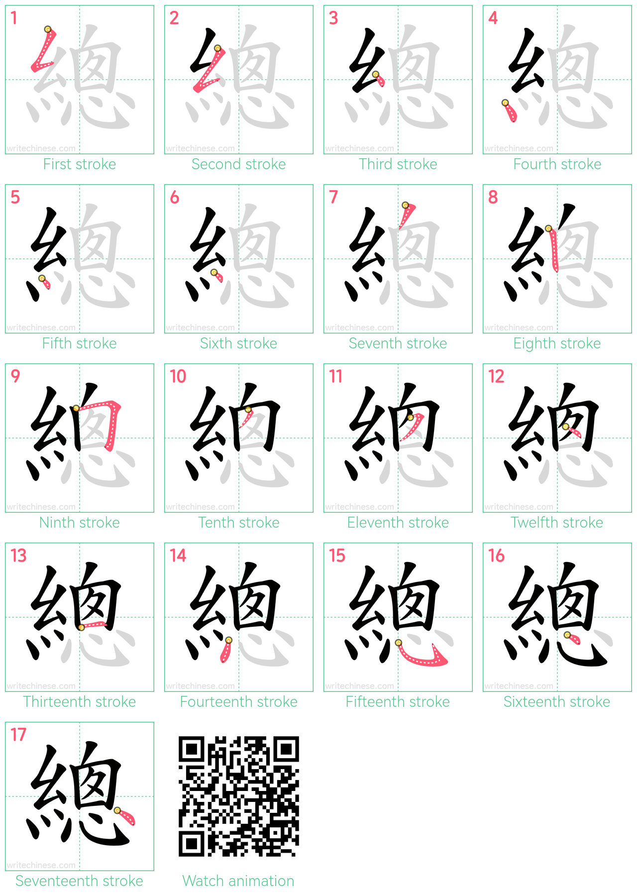 總 step-by-step stroke order diagrams