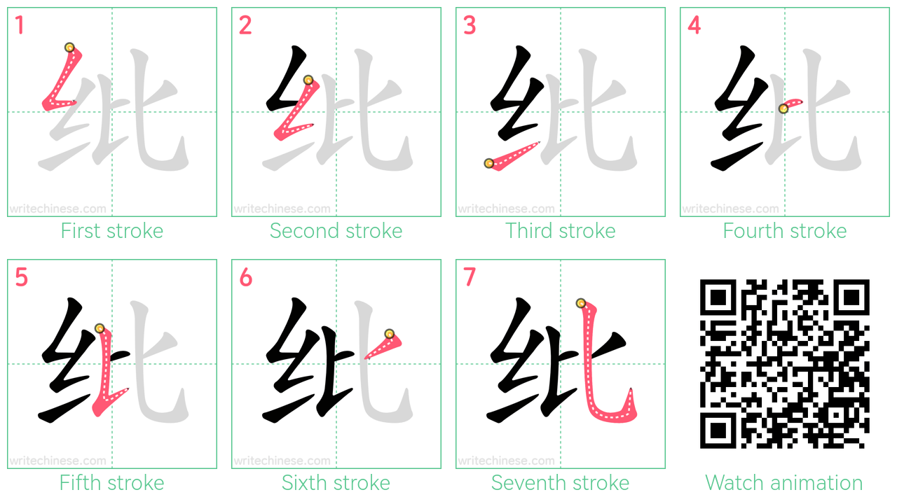 纰 step-by-step stroke order diagrams