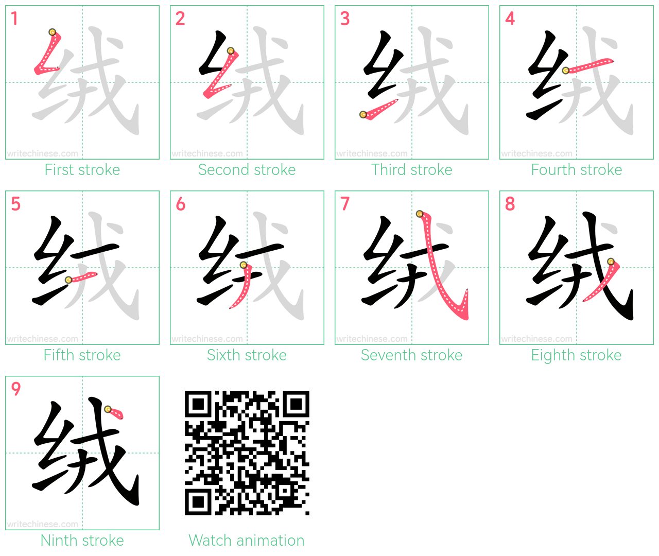 绒 step-by-step stroke order diagrams