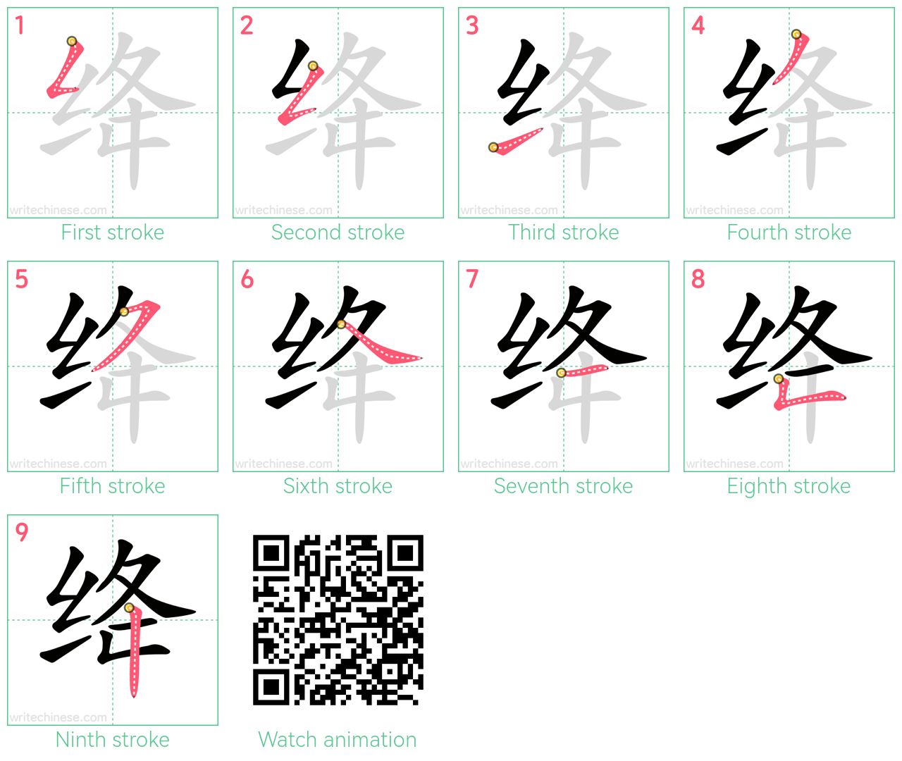 绛 step-by-step stroke order diagrams