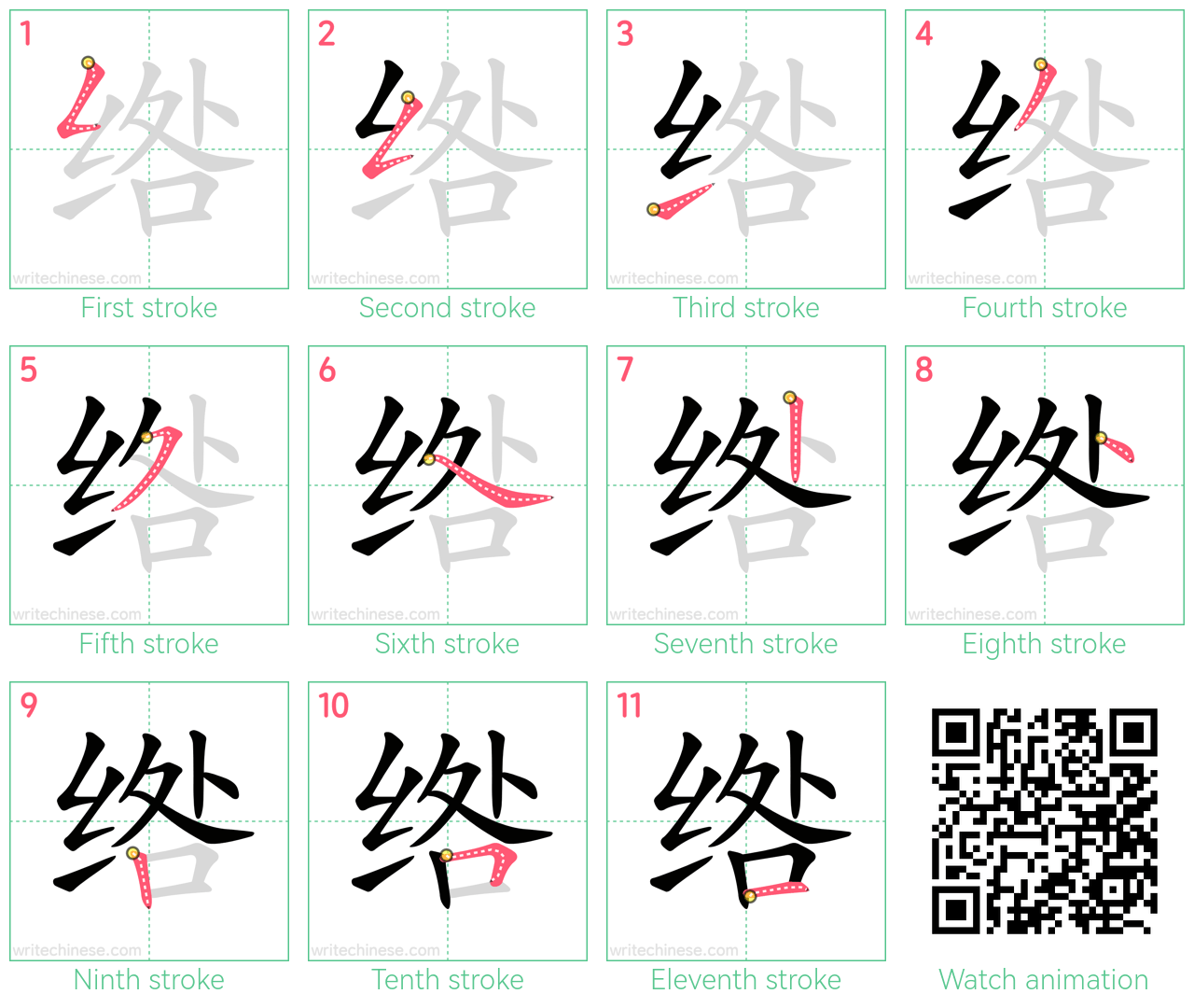 绺 step-by-step stroke order diagrams