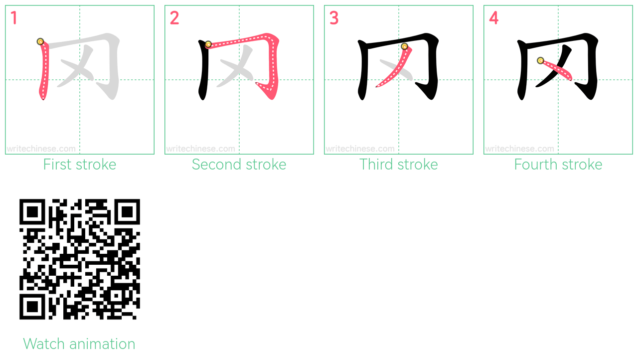 罓 step-by-step stroke order diagrams