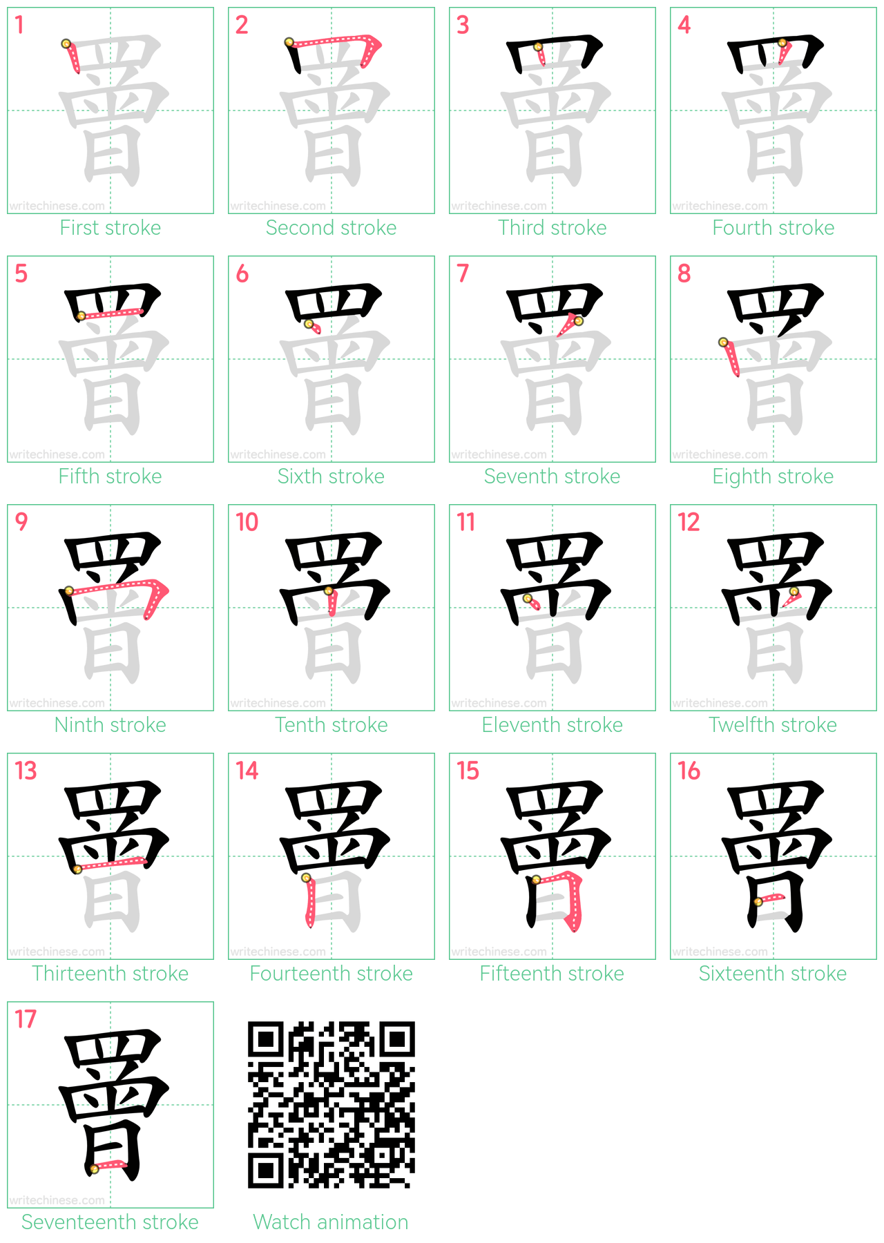 罾 step-by-step stroke order diagrams