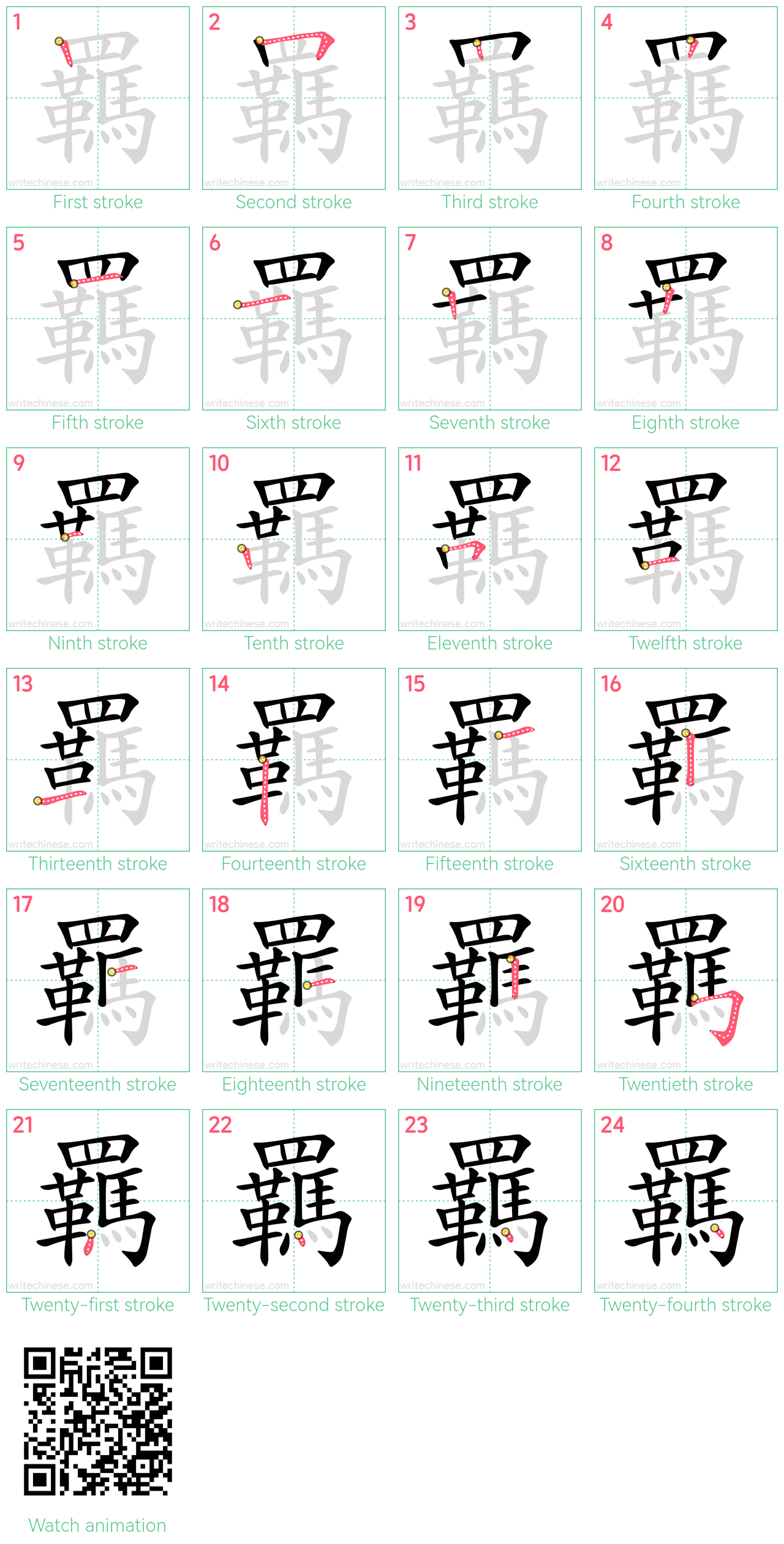 羈 step-by-step stroke order diagrams