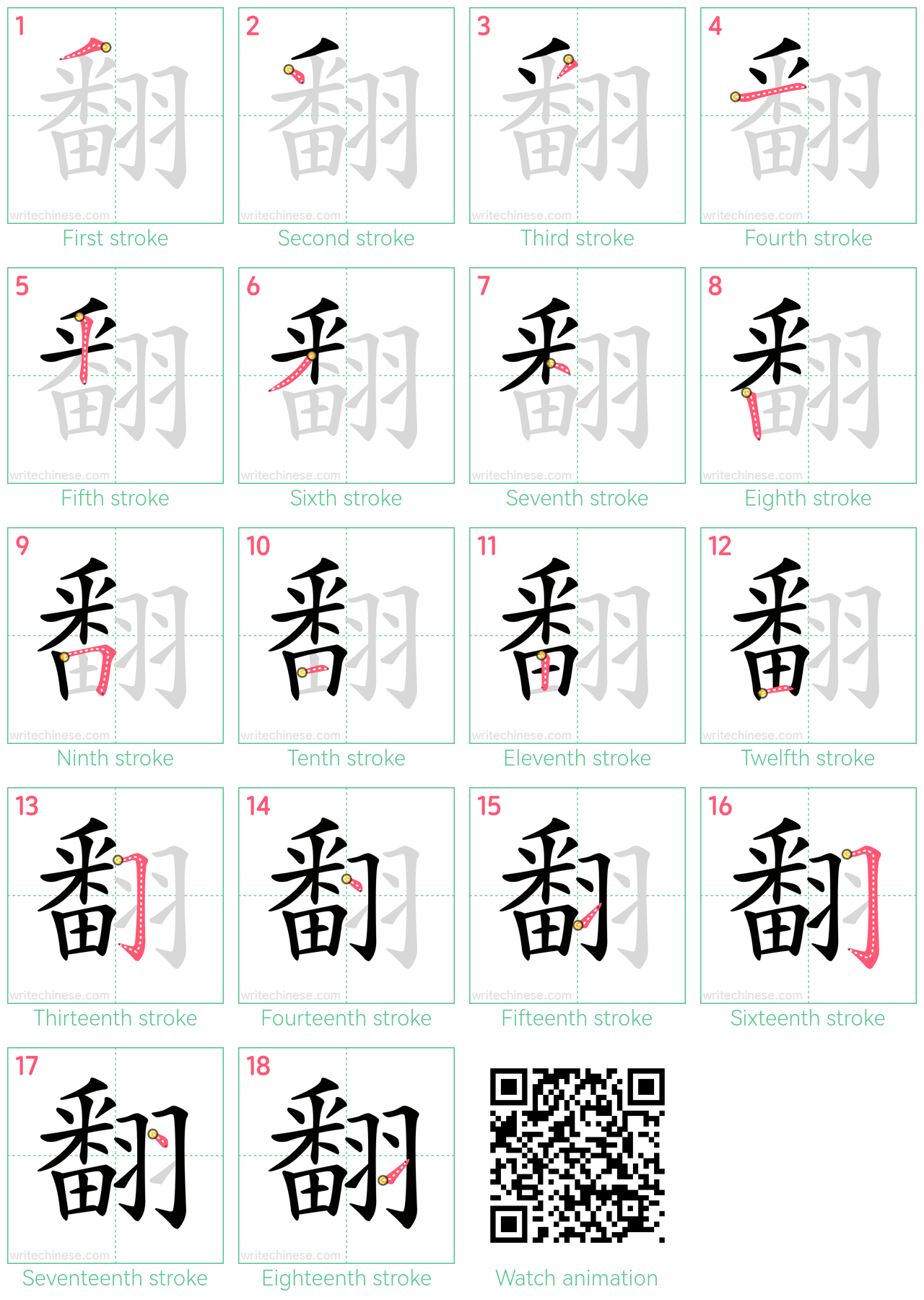 翻 step-by-step stroke order diagrams