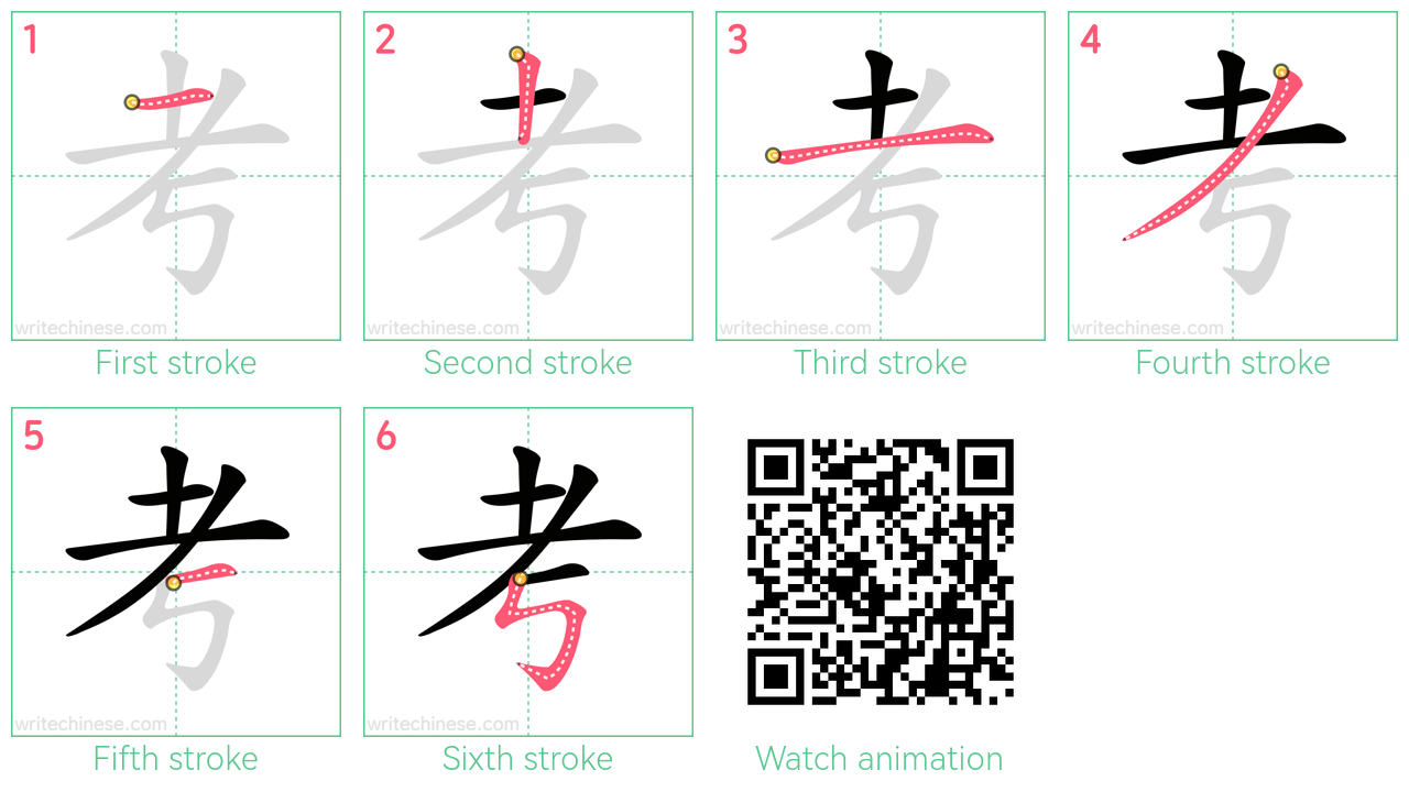 考 step-by-step stroke order diagrams