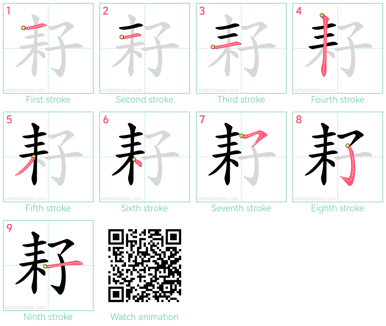 耔 step-by-step stroke order diagrams