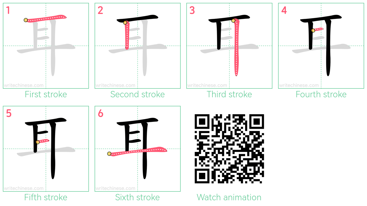 耳 step-by-step stroke order diagrams