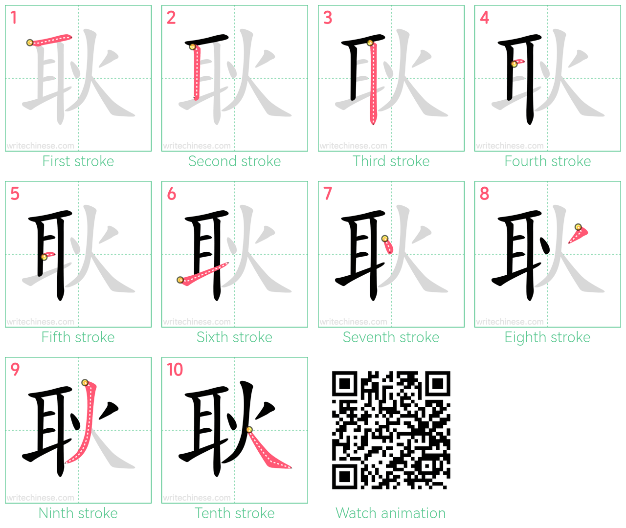 耿 step-by-step stroke order diagrams