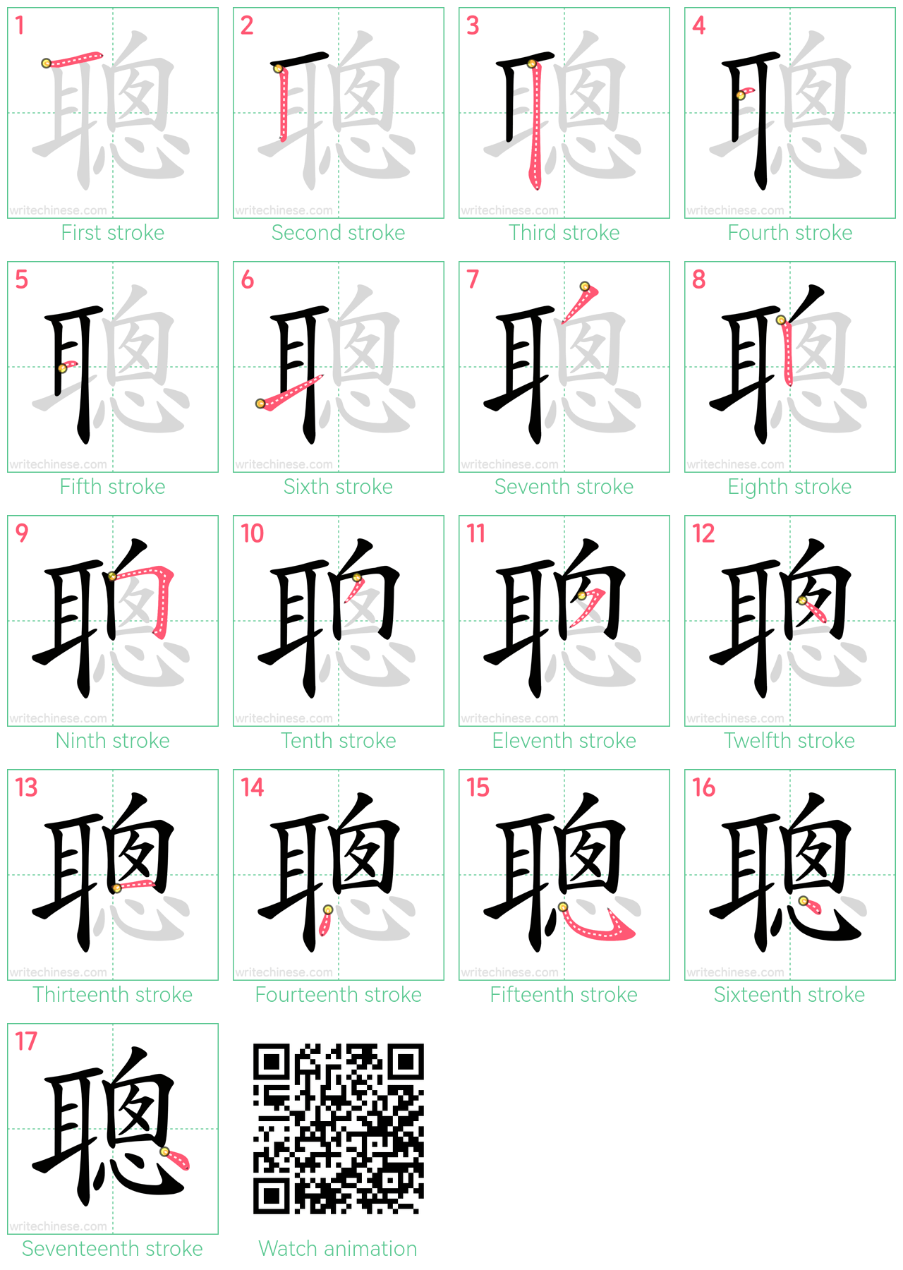 聰 step-by-step stroke order diagrams
