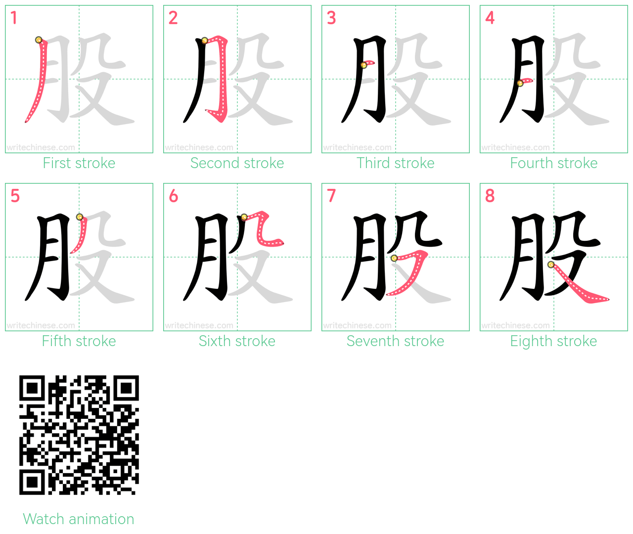 股 step-by-step stroke order diagrams