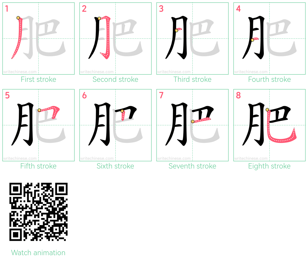 肥 step-by-step stroke order diagrams